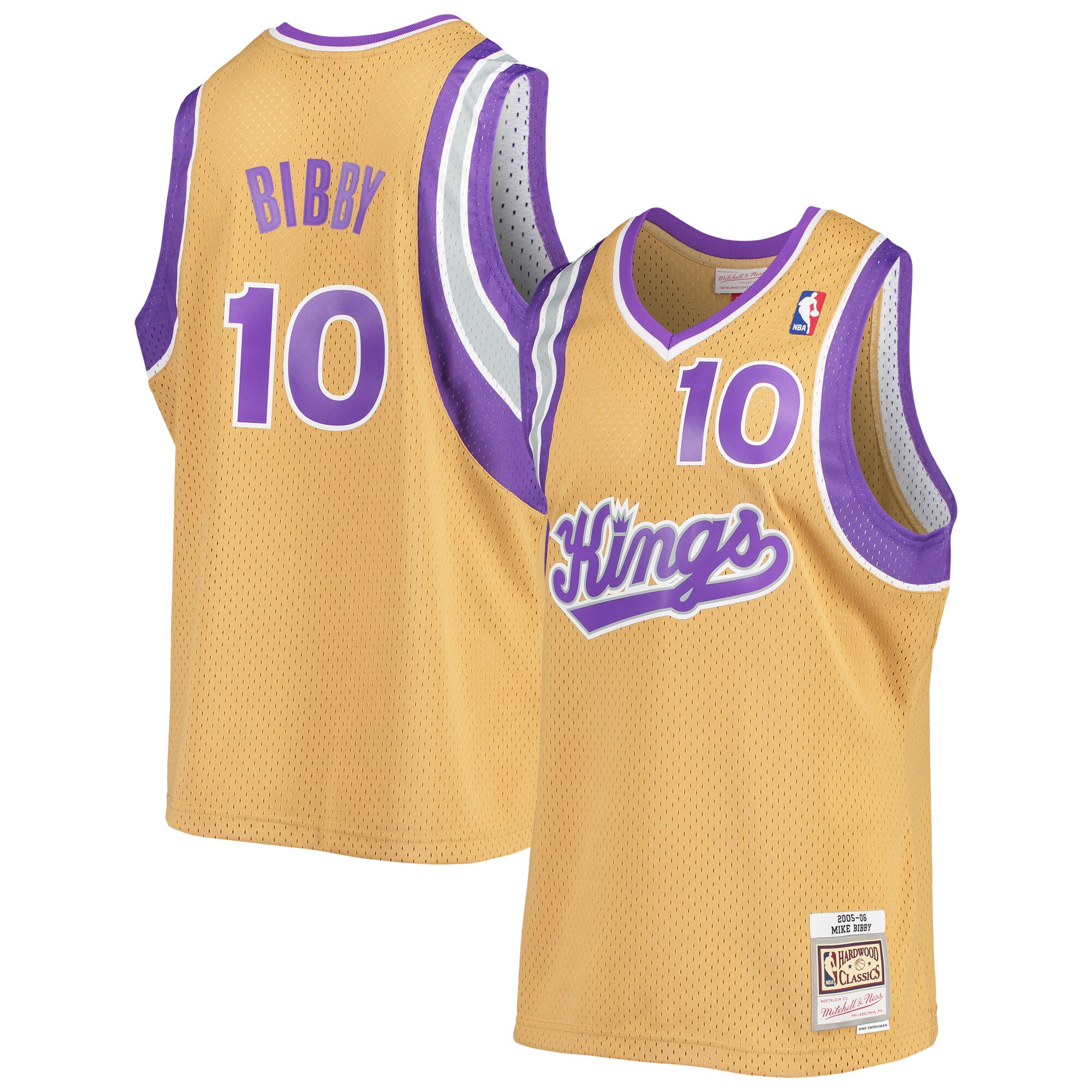 Mike Bibby Sacramento Kings Mitchell & Ness Hardwood Classics Swingman Jersey - Gold