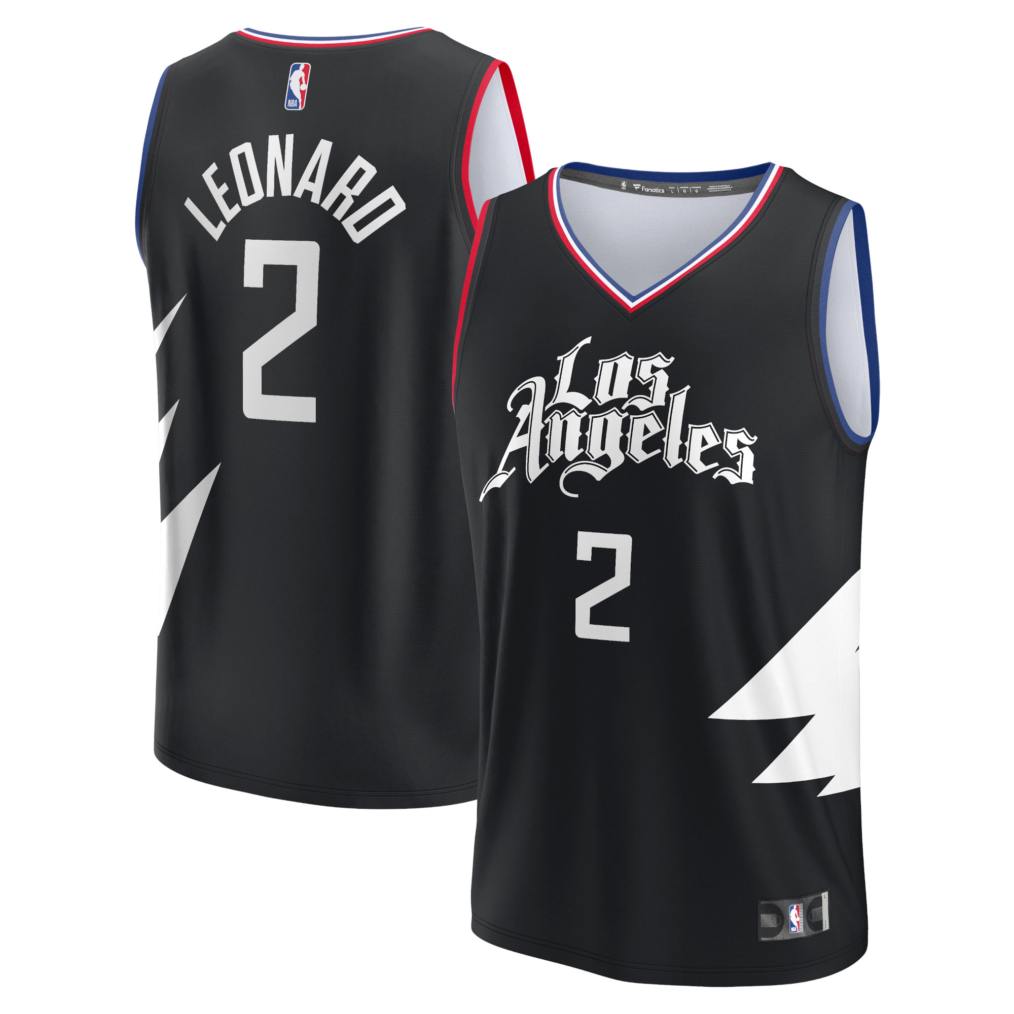 Kawhi Leonard LA Clippers Fanatics Branded Youth 2021/22 Fast Break Player Jersey Black - Statement Edition