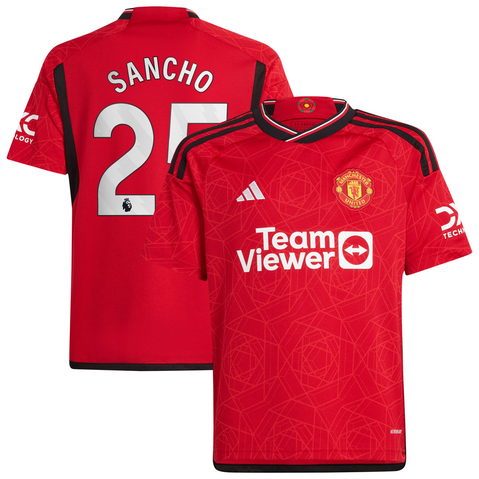 Jadon Sancho Manchester United adidas Youth 2023/24 Home Replica Player Jersey - Red