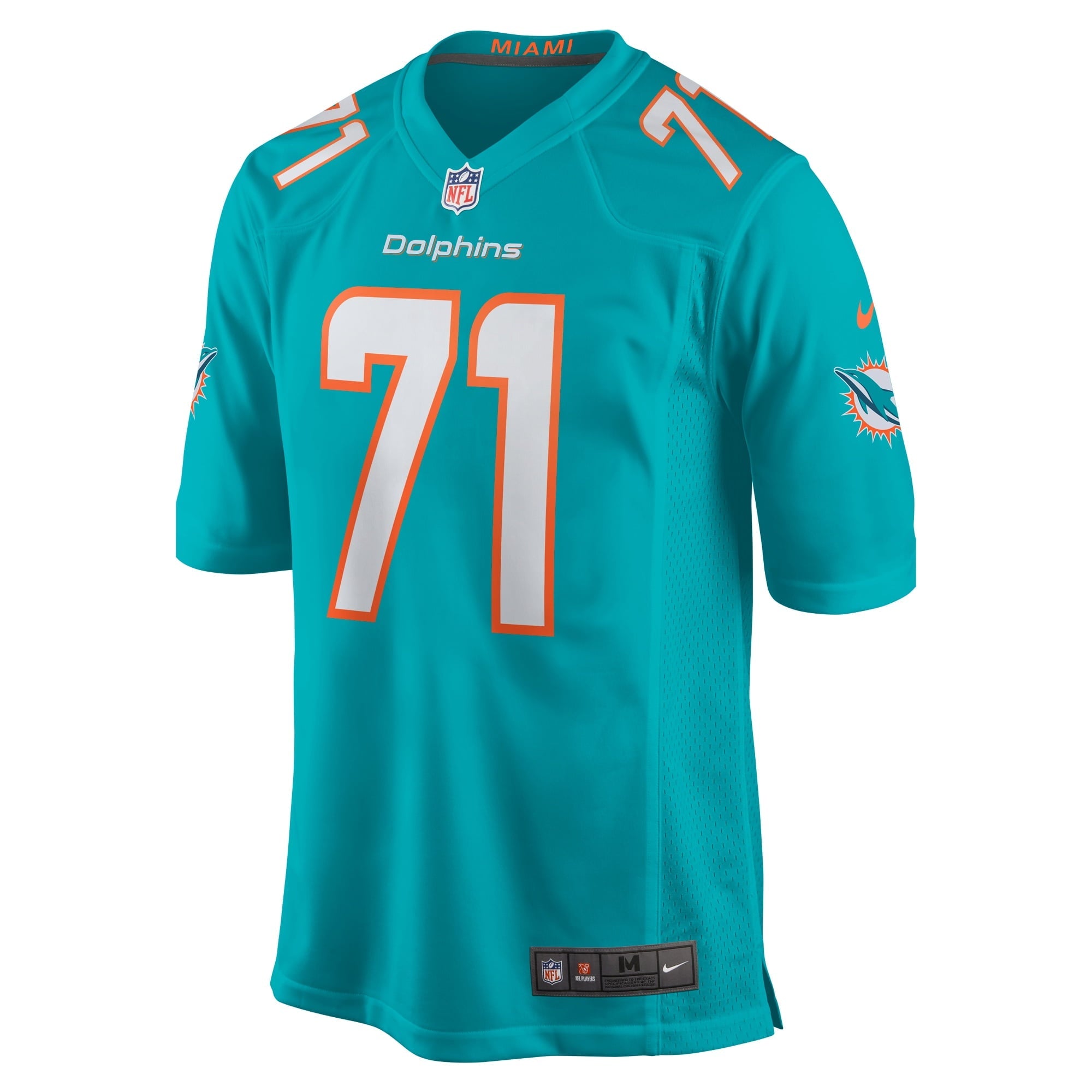 Men's Nike Brandon Shell Aqua Miami Dolphins Home Game Player Jersey