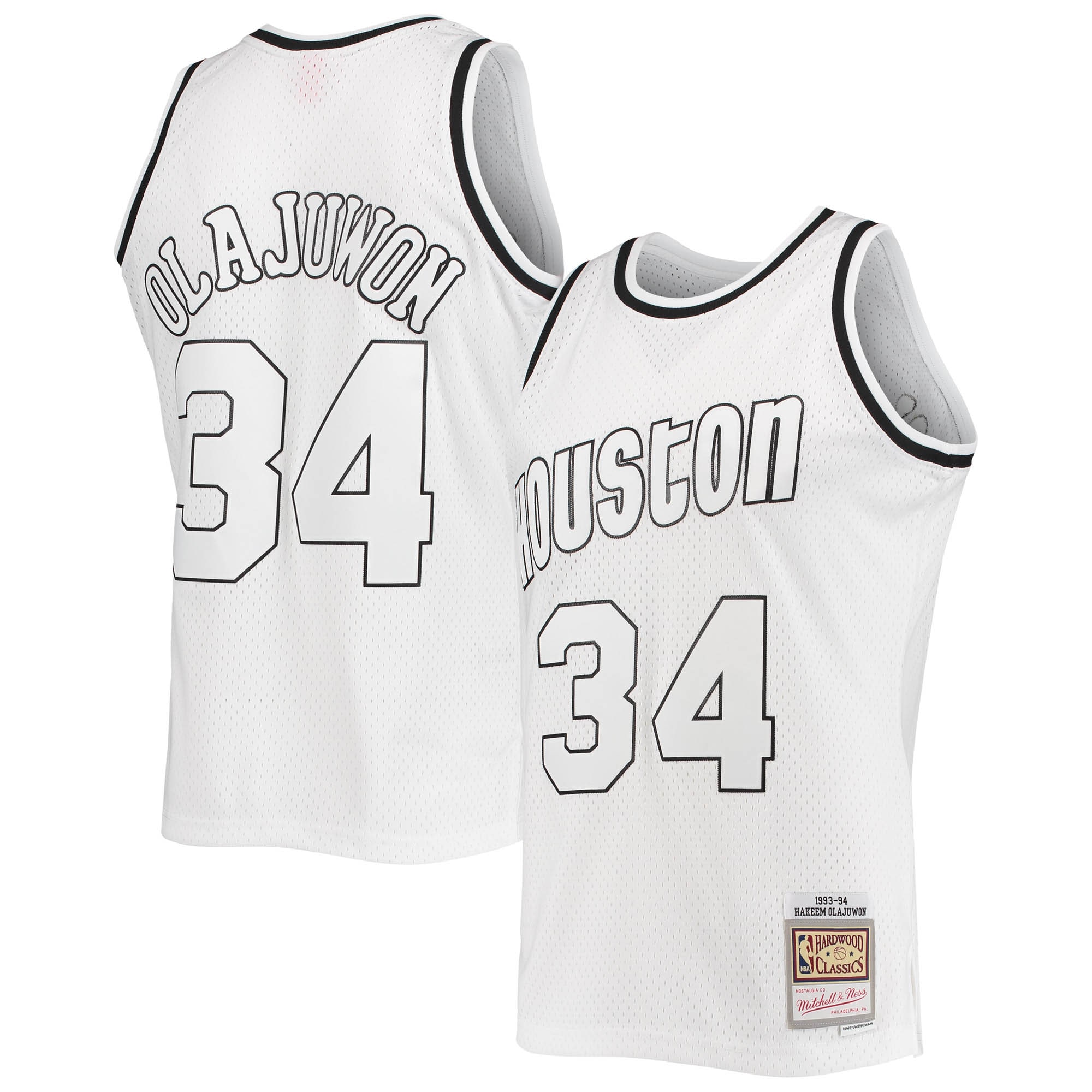 Hakeem Olajuwon Houston Rockets Mitchell & Ness White Out Swingman Jersey