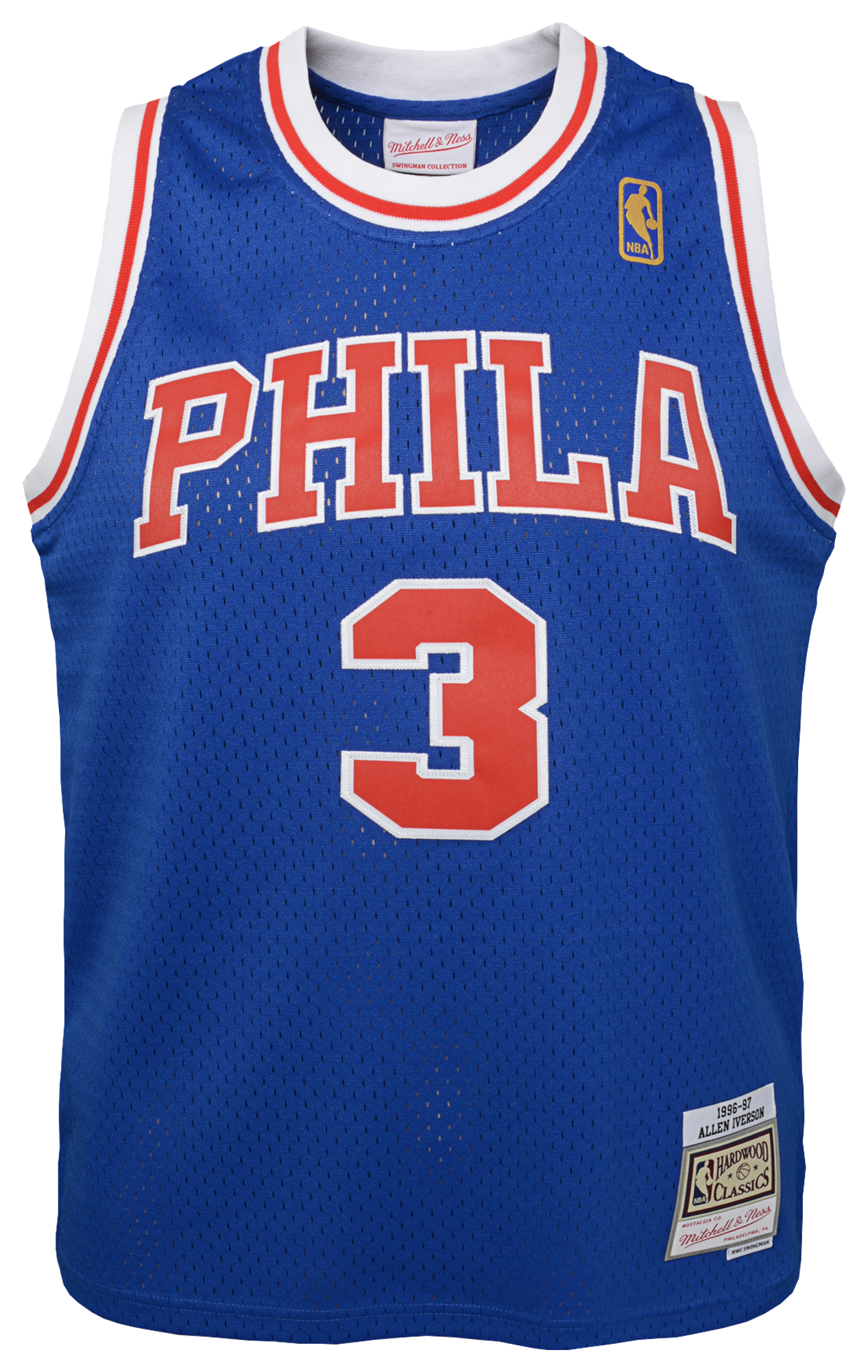Boys' Grade School Iverson Allen Mitchell & Ness 76ers Swingman Jersey - Blue