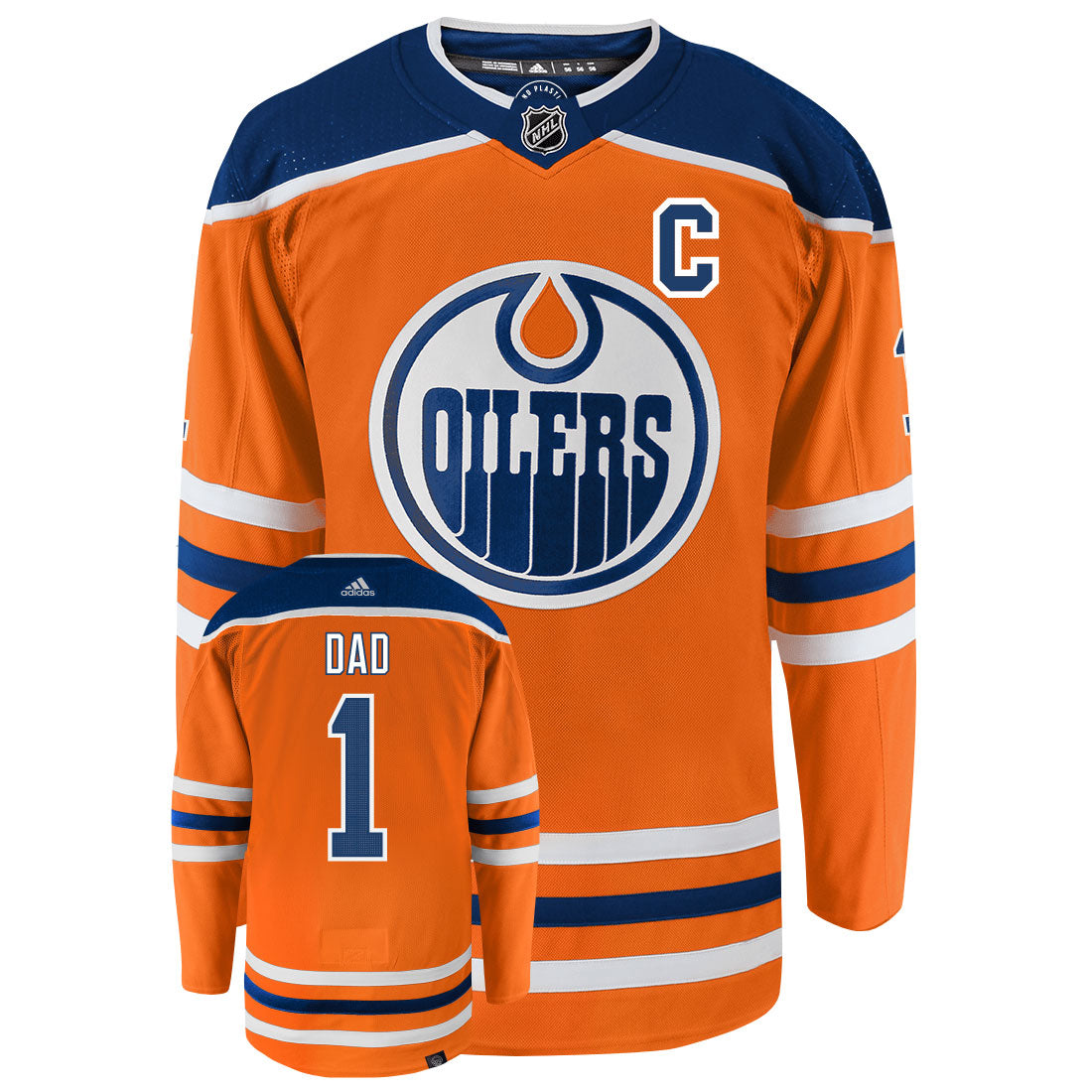 Edmonton Oilers Dad Number One Adidas Primegreen Authentic NHL Hockey Jersey