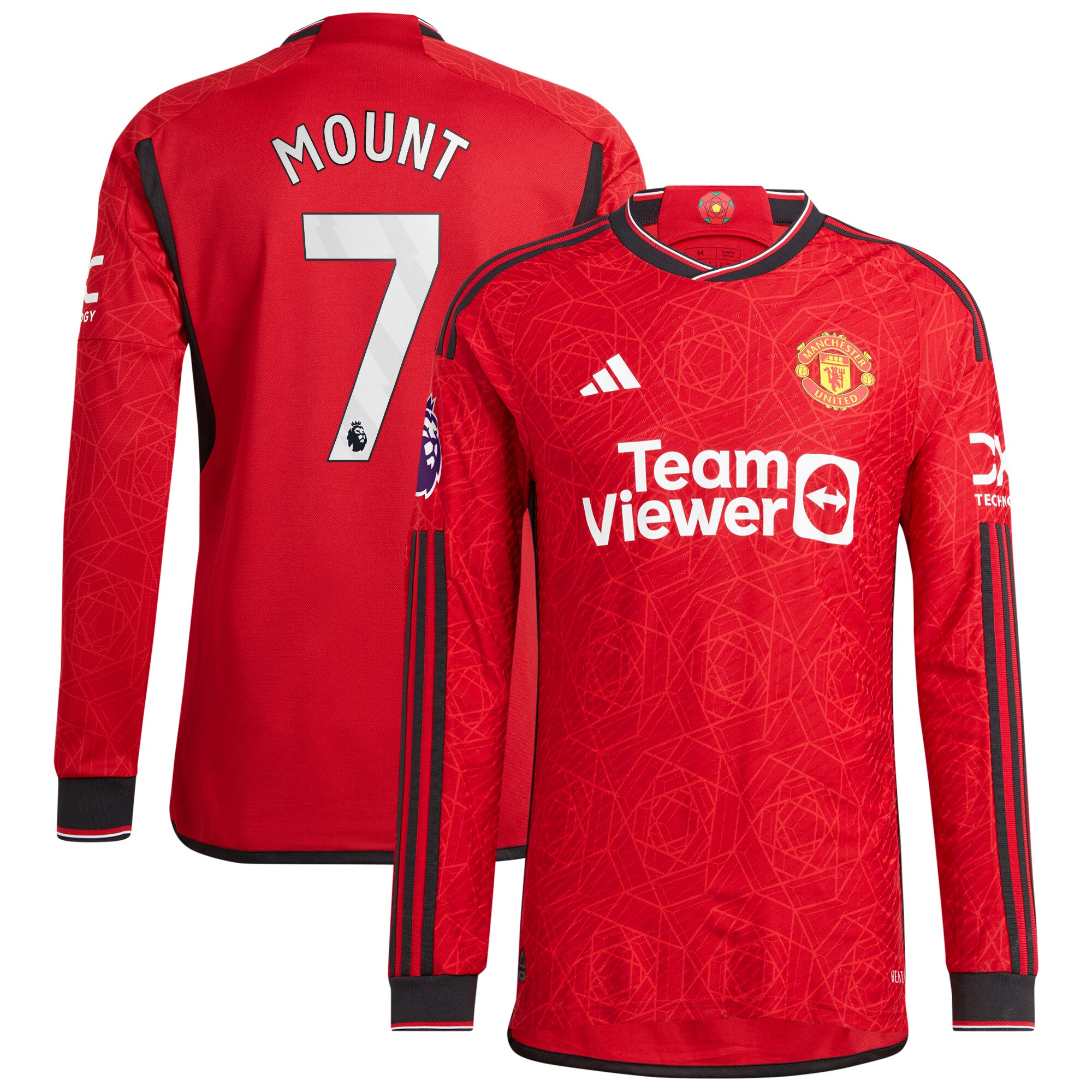 Mason Mount Manchester United adidas 2023/24 Home Authentic Long Sleeve Player Jersey - Red