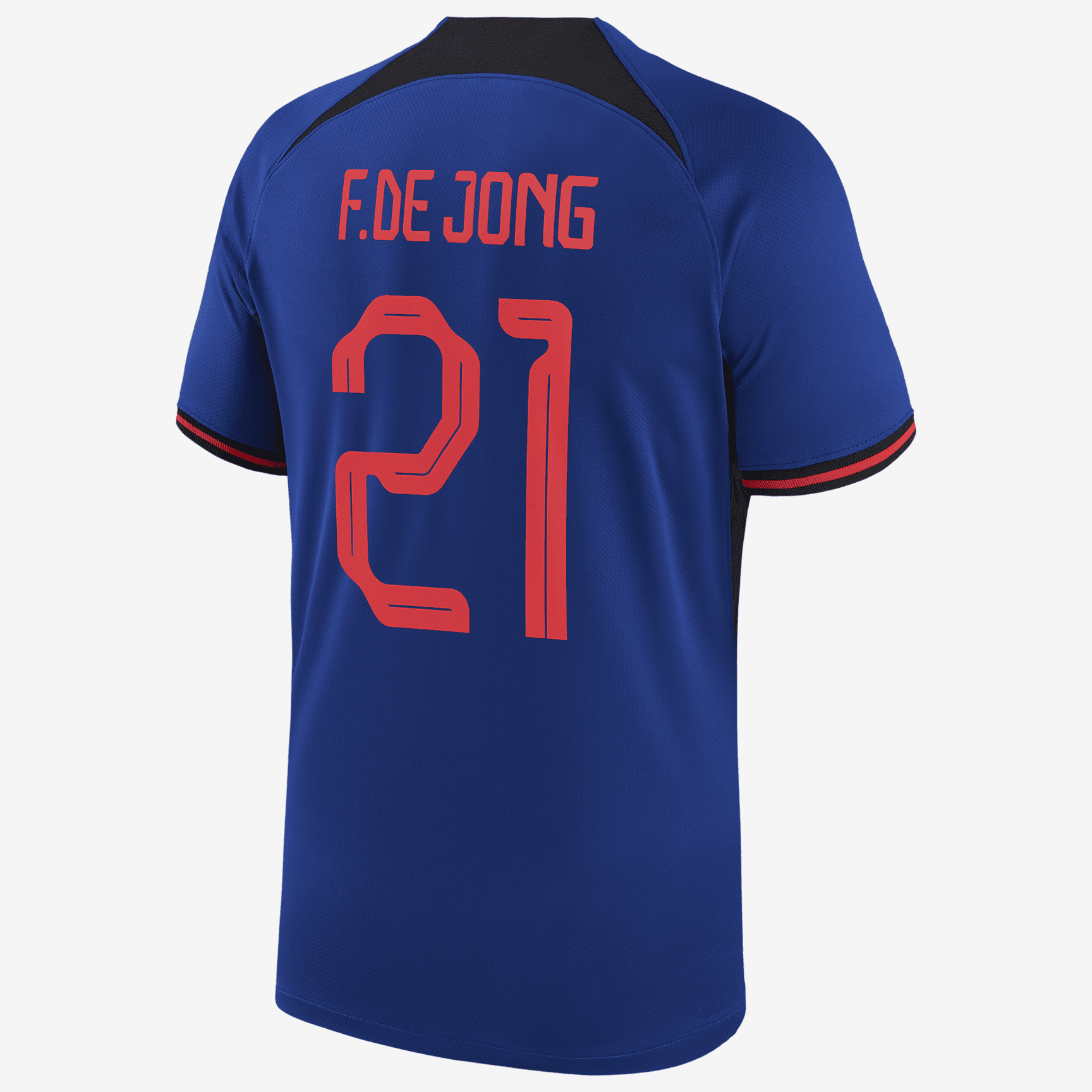 Netherlands National Team 2022/23 Stadium Away (Frenkie de Jong) Men's Nike Dri-FIT Soccer Jersey - Blue