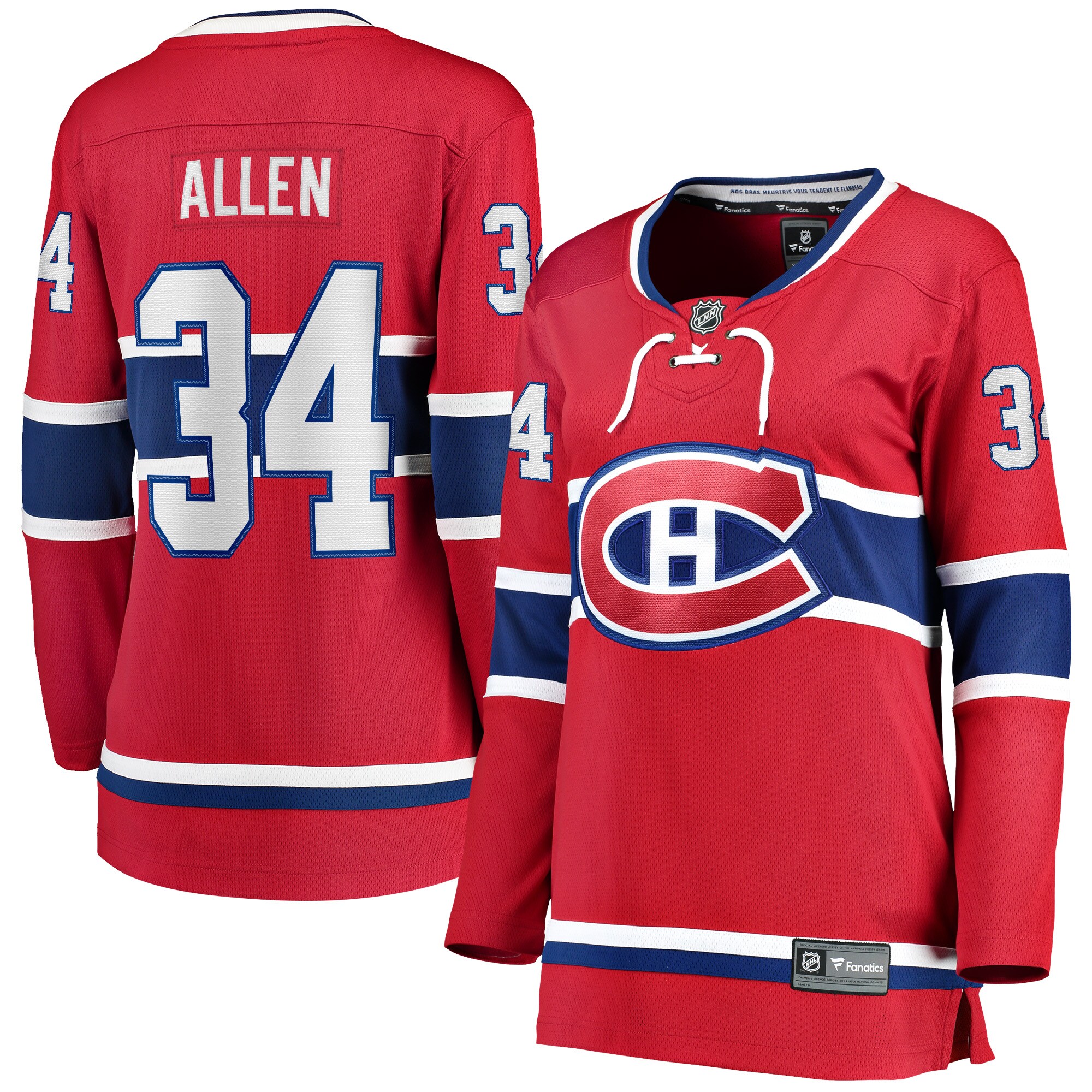 Jake Allen Montreal Canadiens Fanatics Branded Women's Breakaway Player Jersey - Red