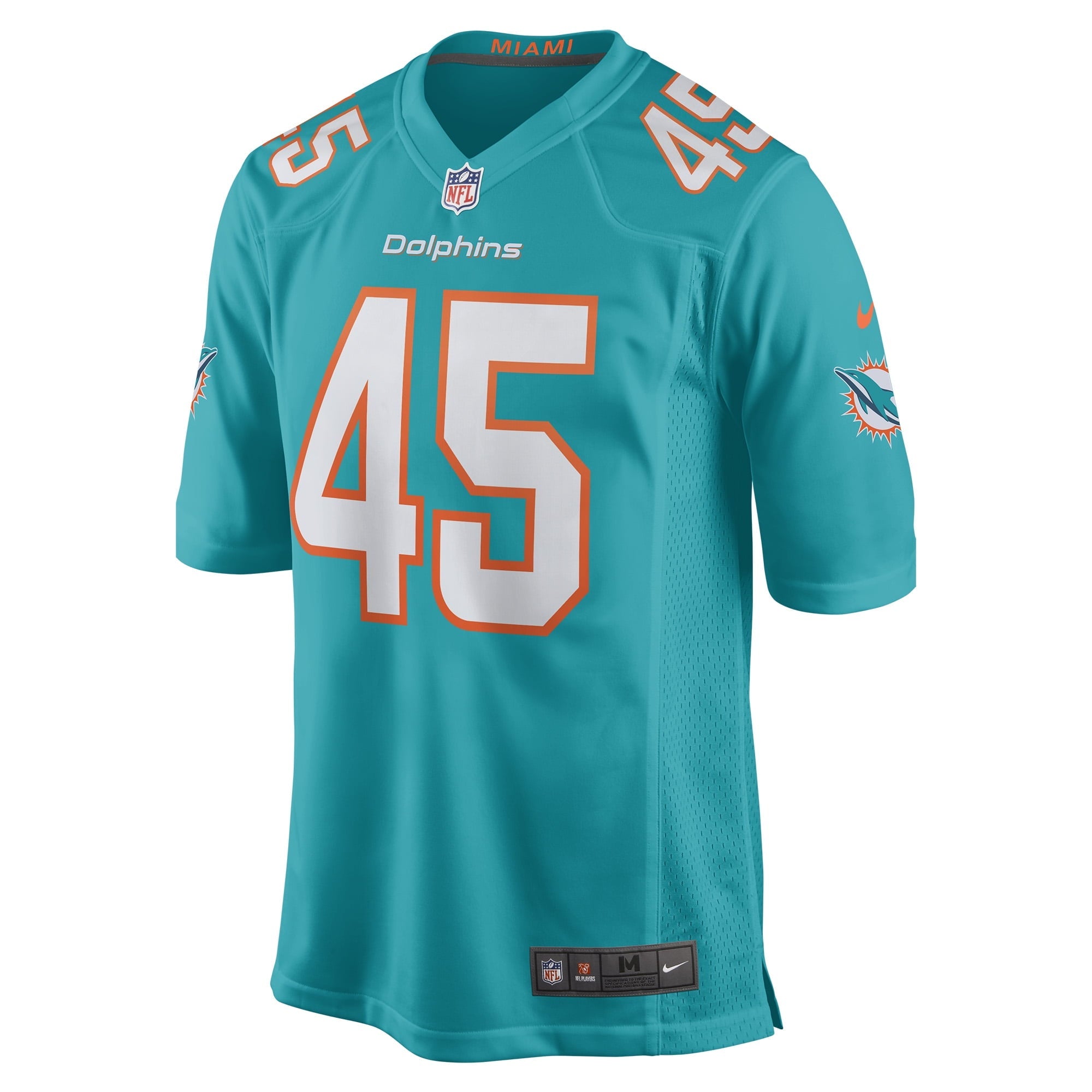Men's Nike Duke Riley Aqua Miami Dolphins Game Jersey