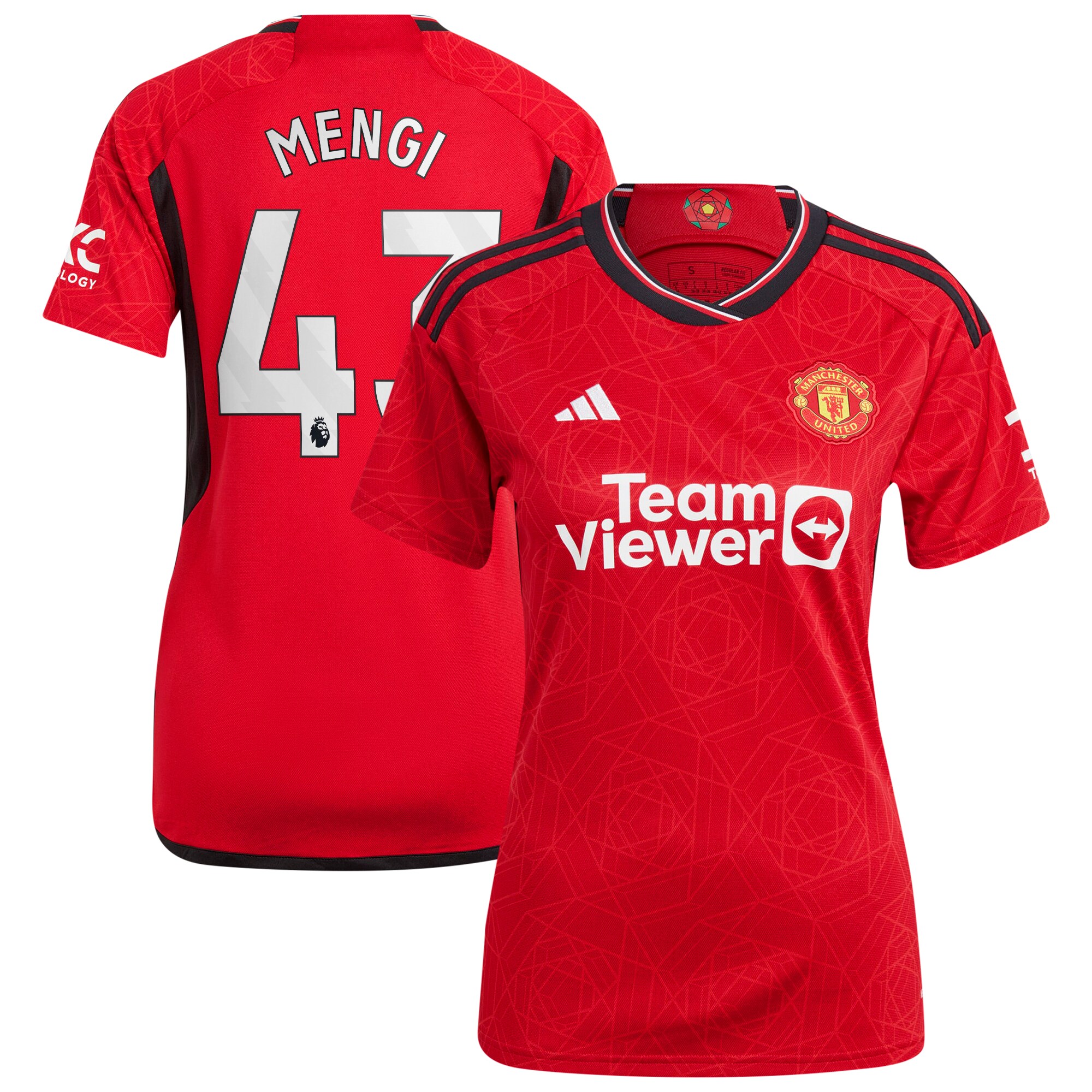 Teden Mengi Manchester United adidas Women's 2023/24 Home Replica Player Jersey - Red