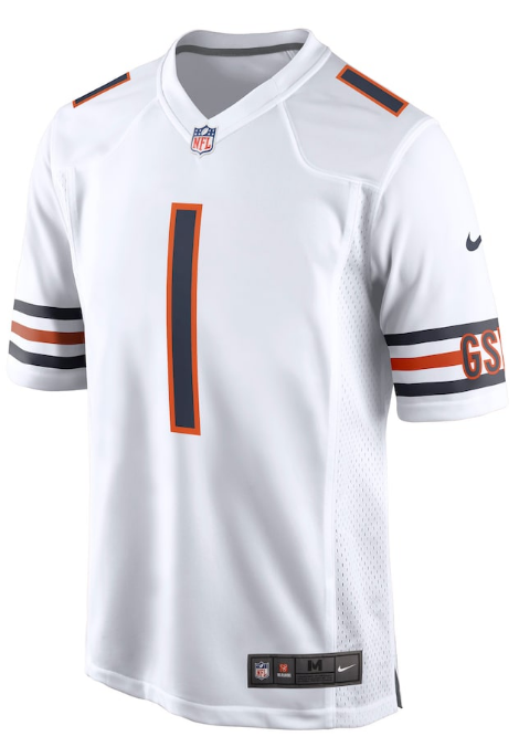 Chicago Bears Justin Fields Mens White Replica Game Jersey
