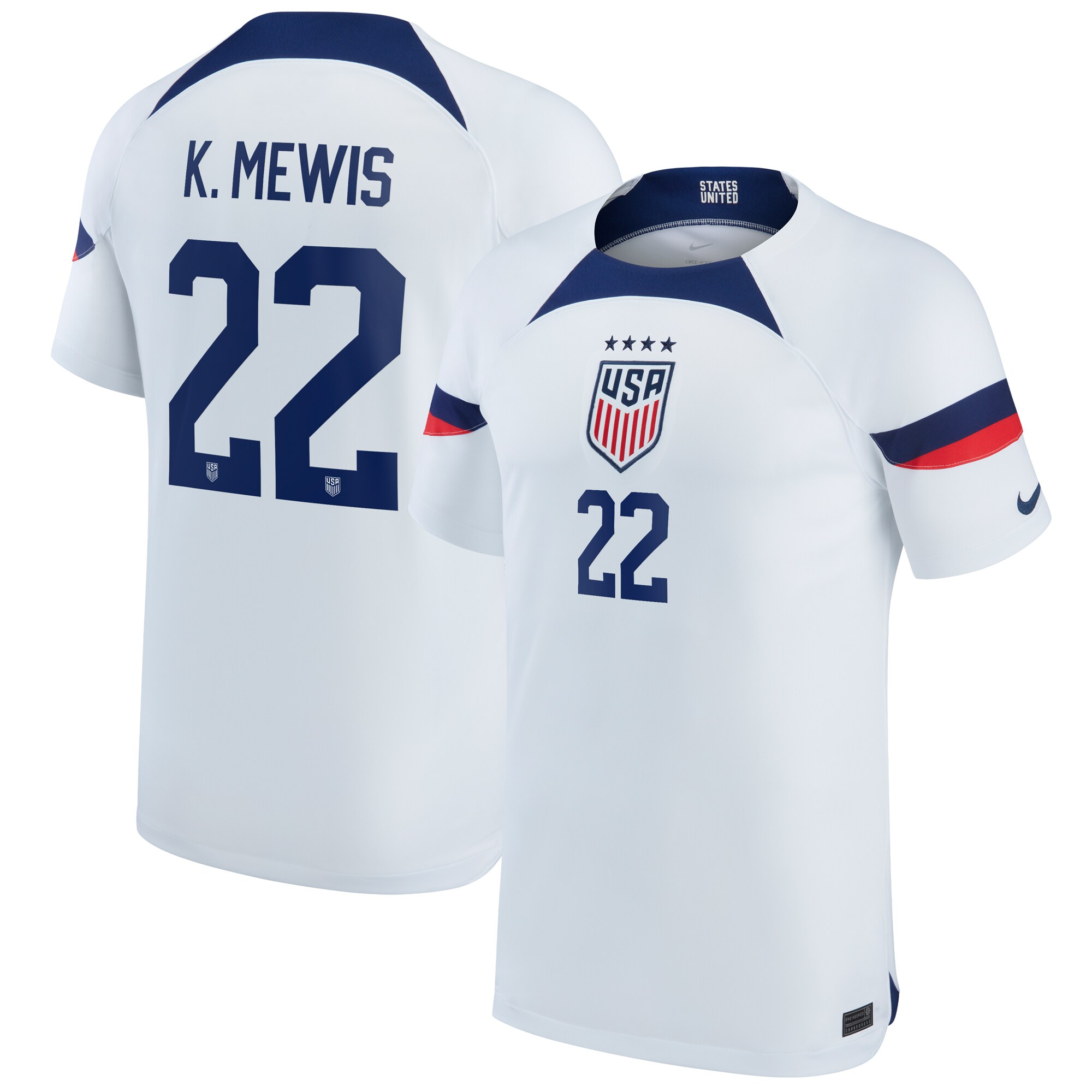 Kristie Mewis USWNT Nike Youth 2022/23 Home Breathe Stadium Replica Player Jersey - White
