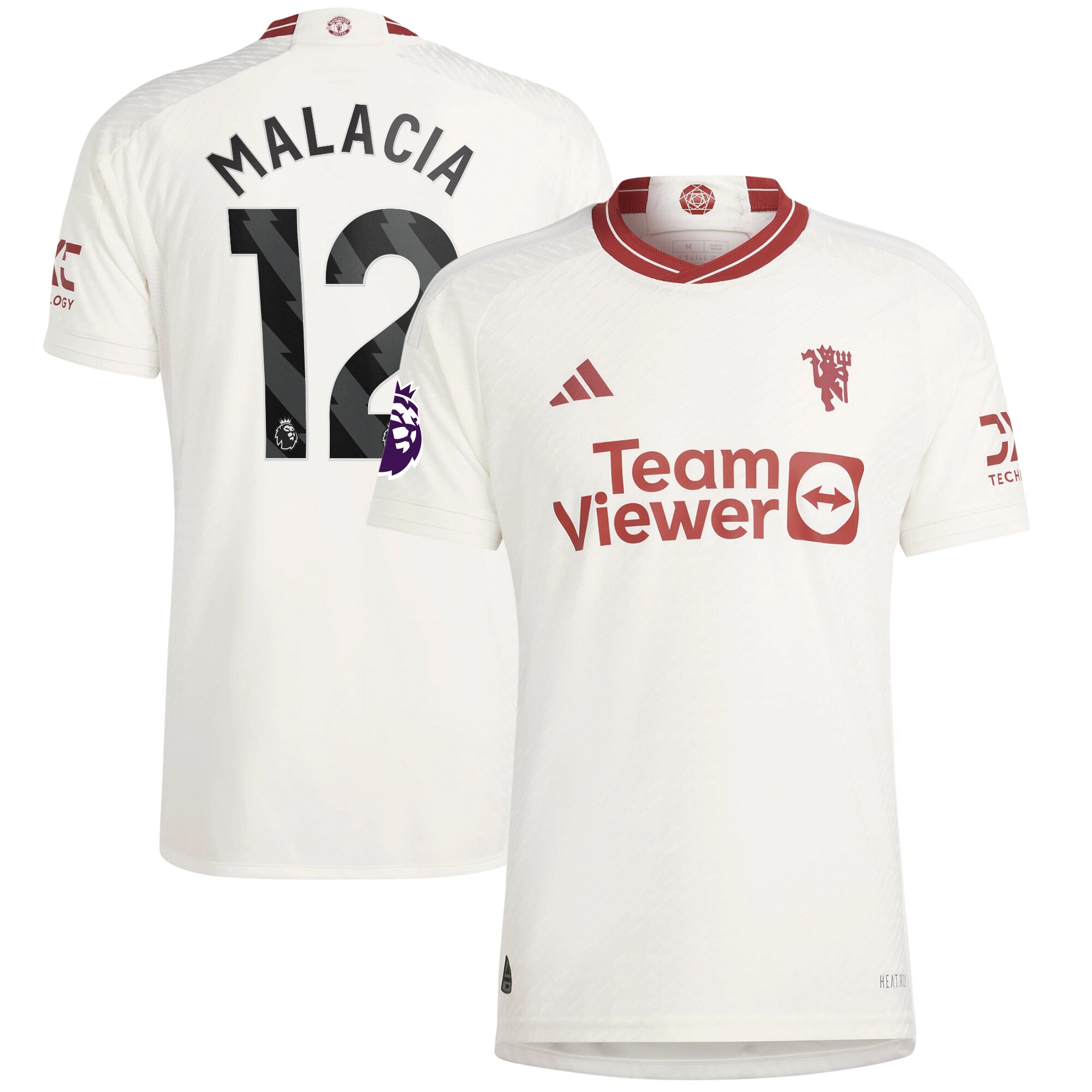 Tyrell Malacia Manchester United adidas 2023/24 Third Authentic Player Jersey - White