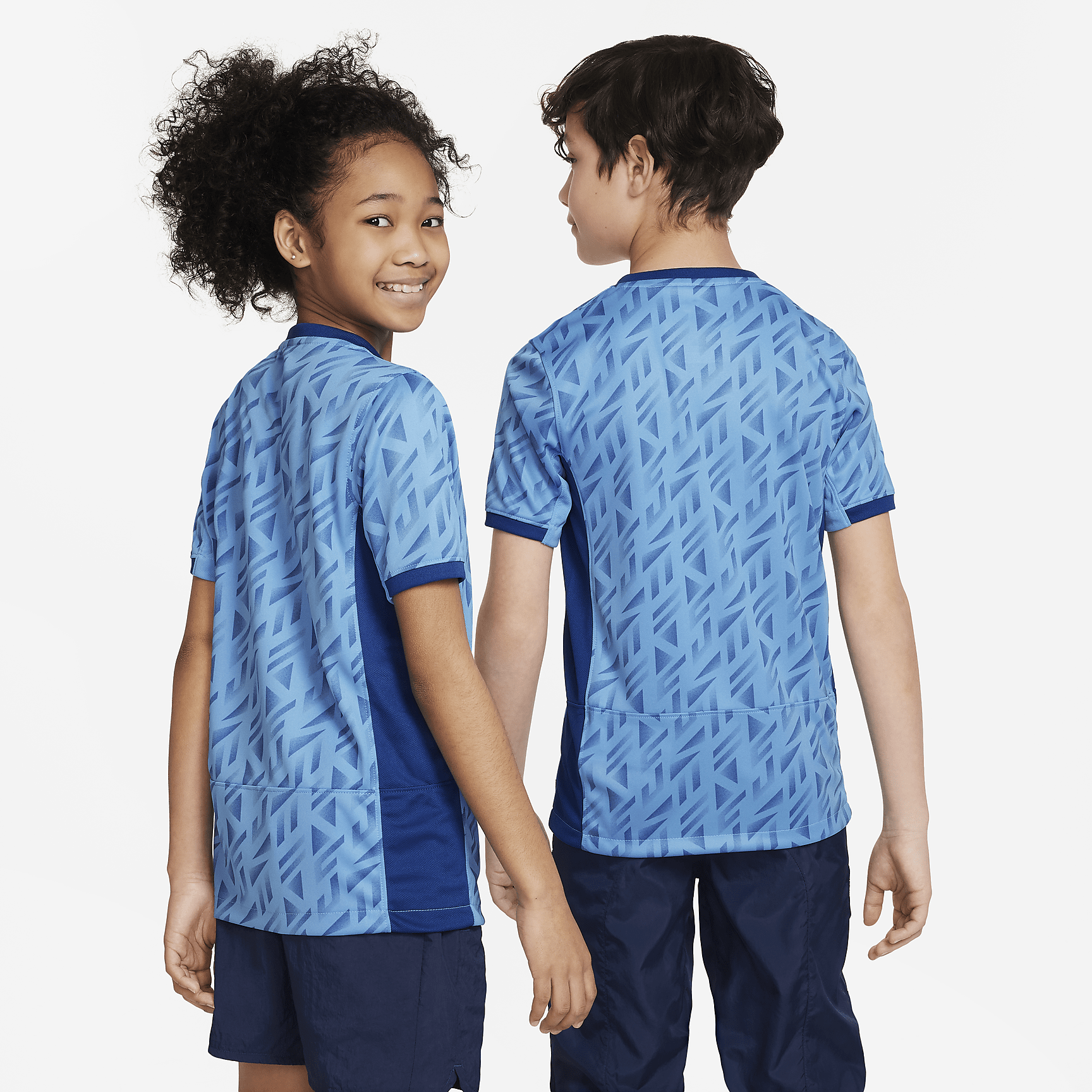 England 2023 Stadium Away Big Kids' Nike Dri-FIT Soccer Jersey - Coast/Gym Blue/White