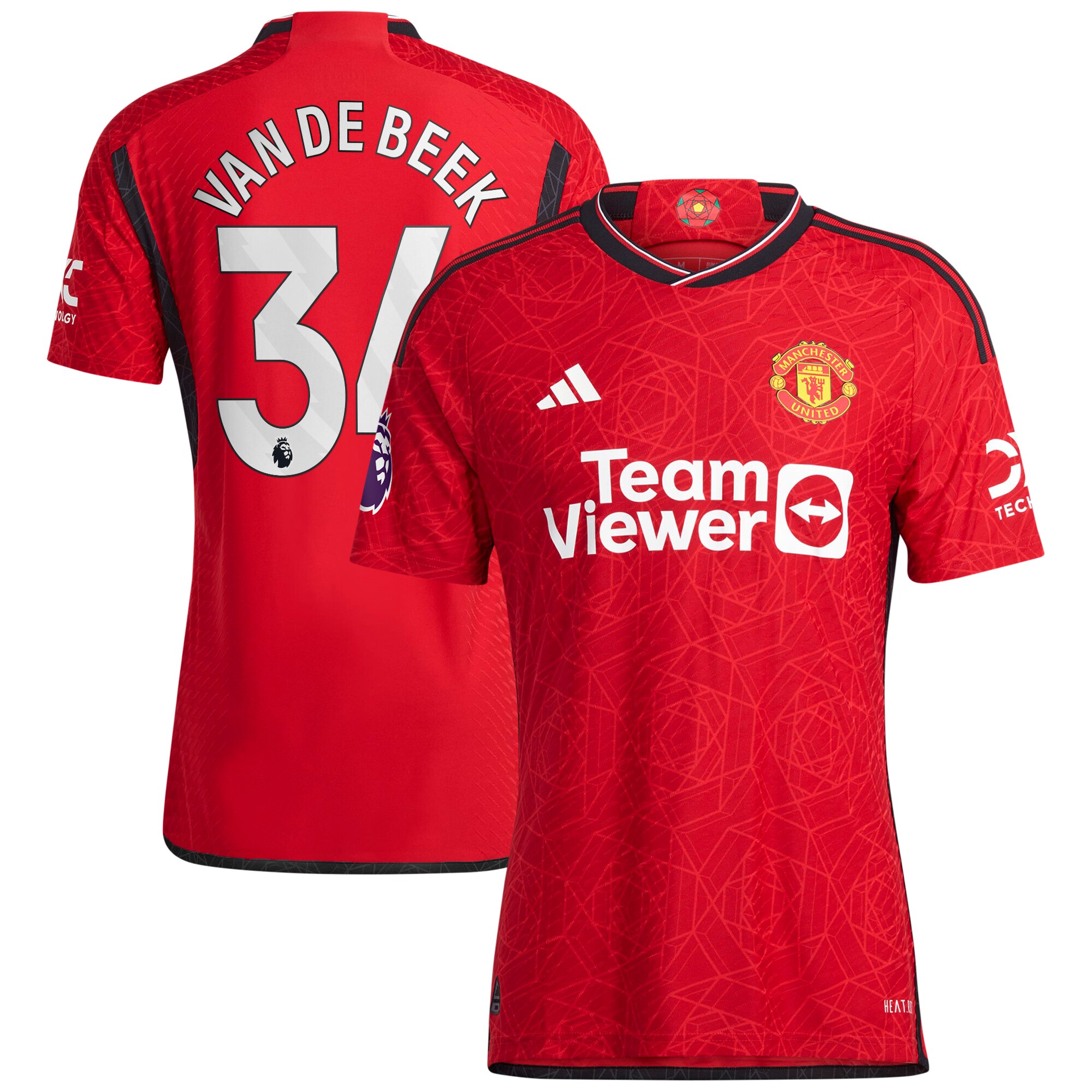 Donny Van De Beek Manchester United adidas 2023/24 Home Authentic Player Jersey - Red