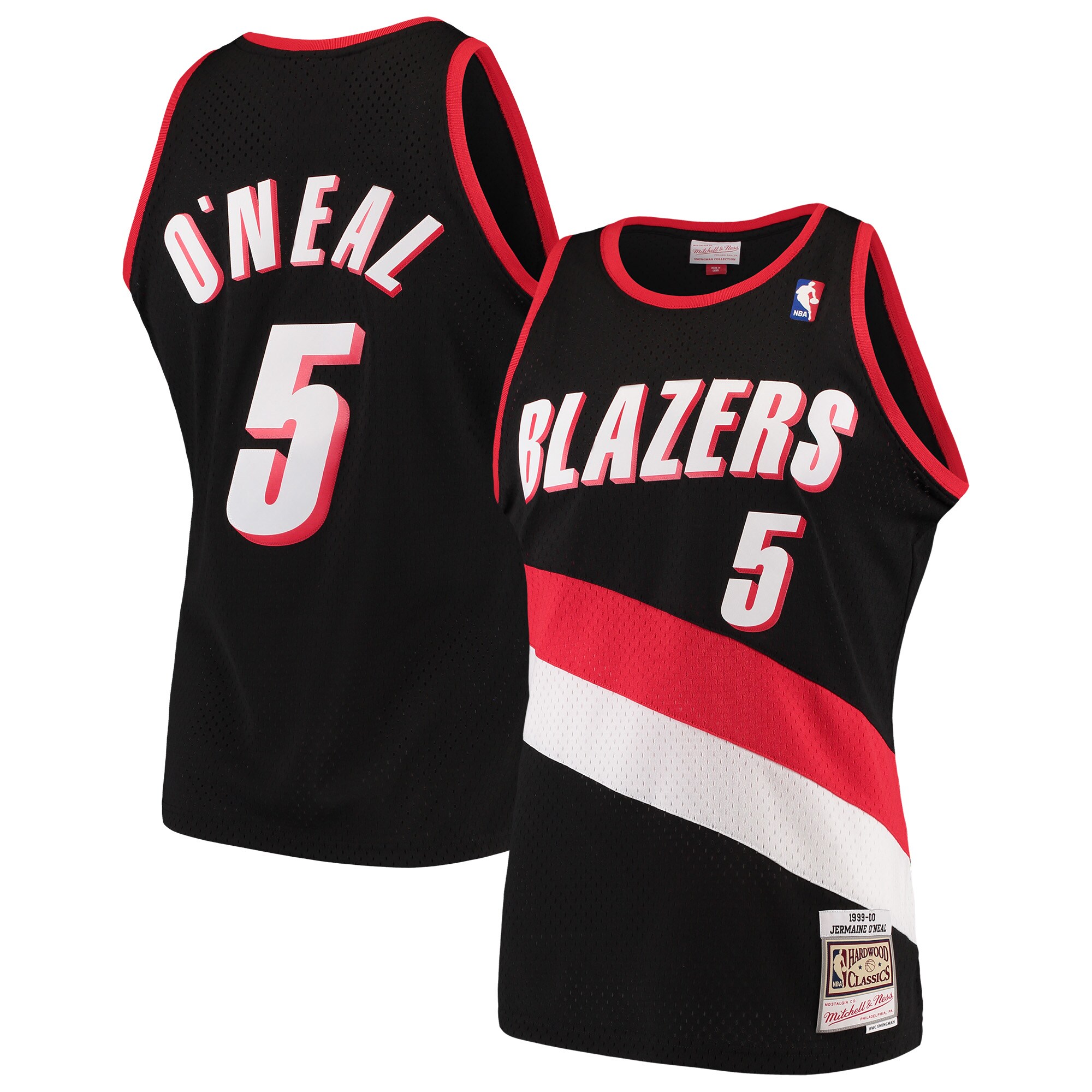 Jermaine O'Neal Portland Trail Blazers Mitchell & Ness Hardwood Classics Swingman Jersey - Black