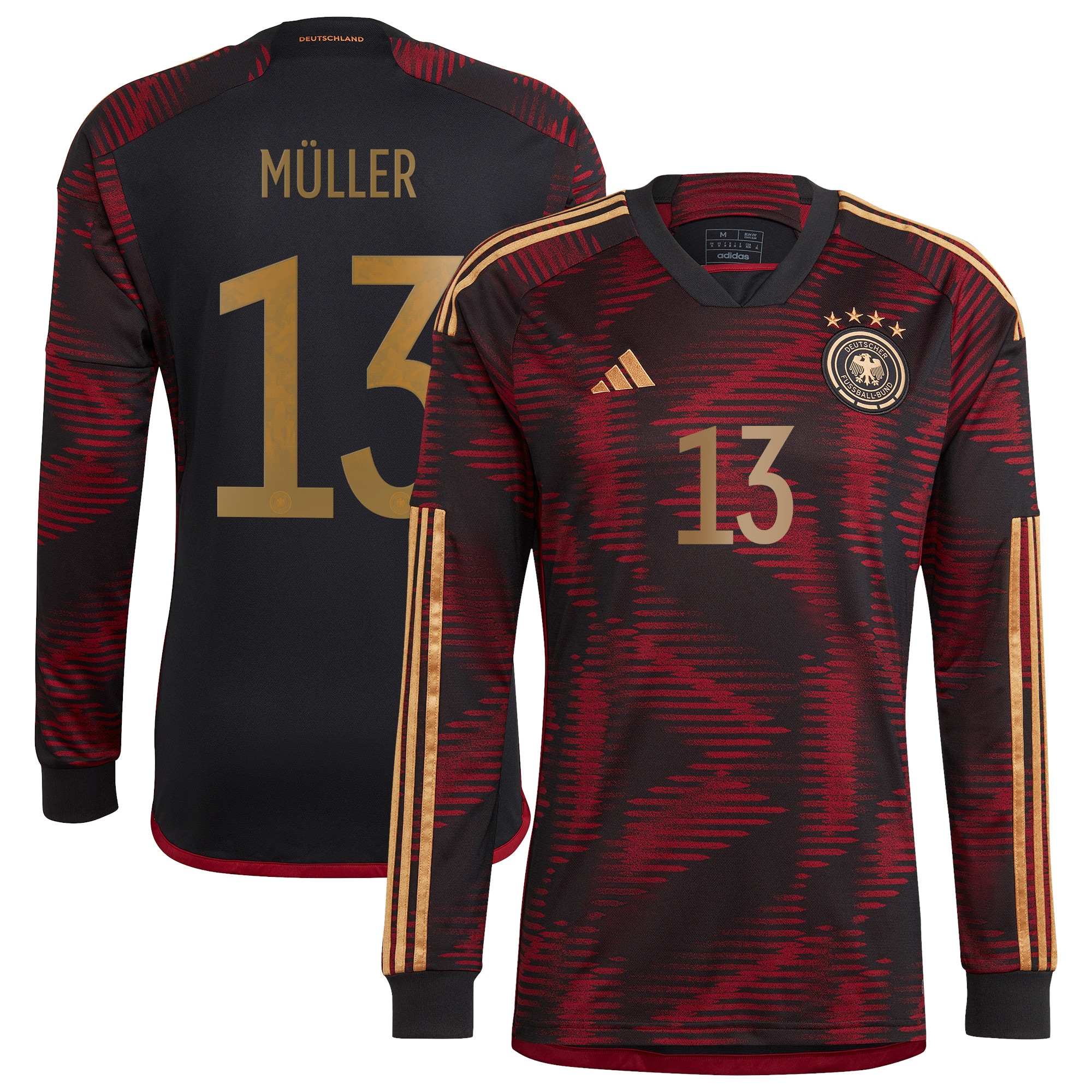 Thomas Müller Germany National Team adidas 2022/23 Away Replica Long Sleeve Player Jersey - Black