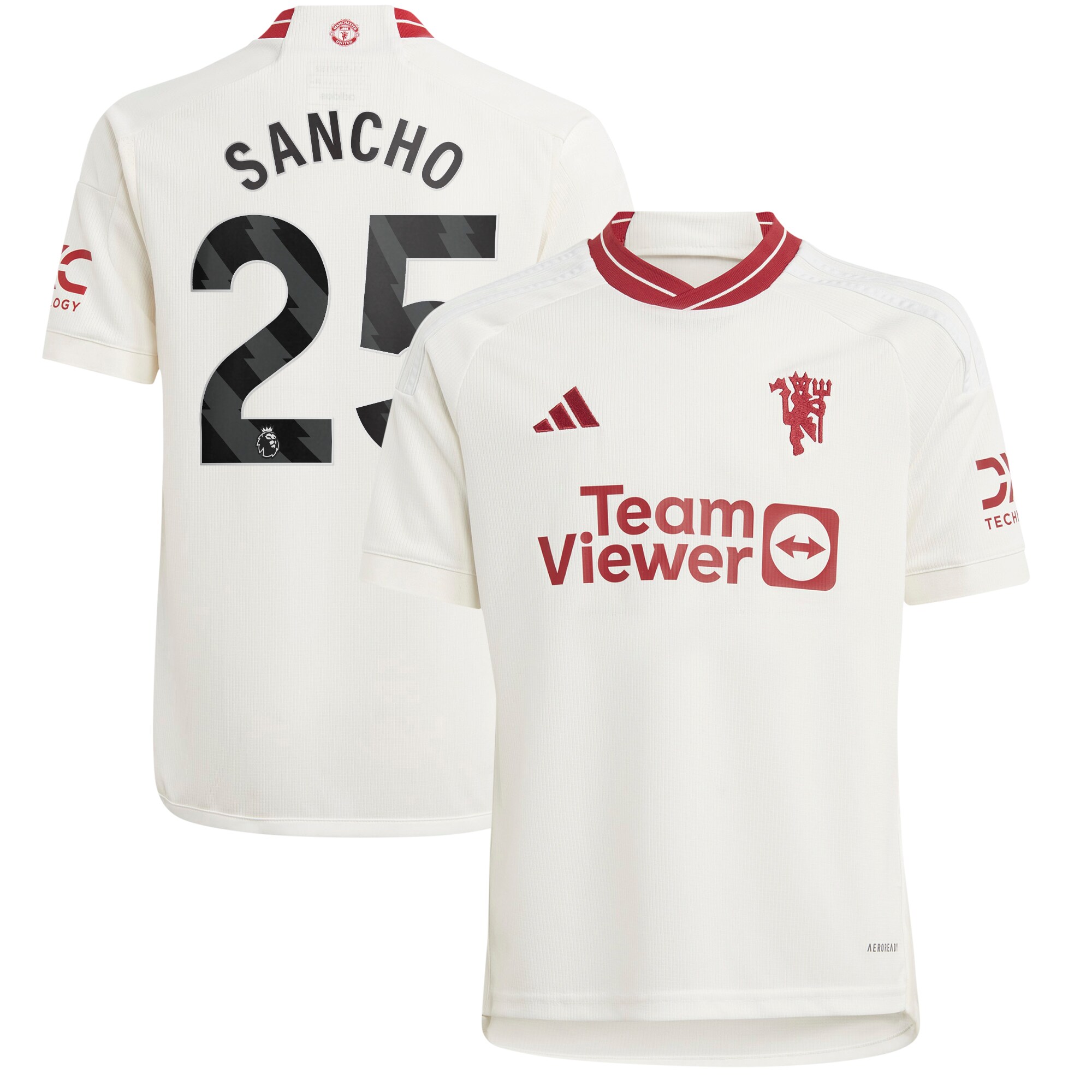 Jadon Sancho Manchester United adidas Youth 2023/24 Third Replica Player Jersey - White