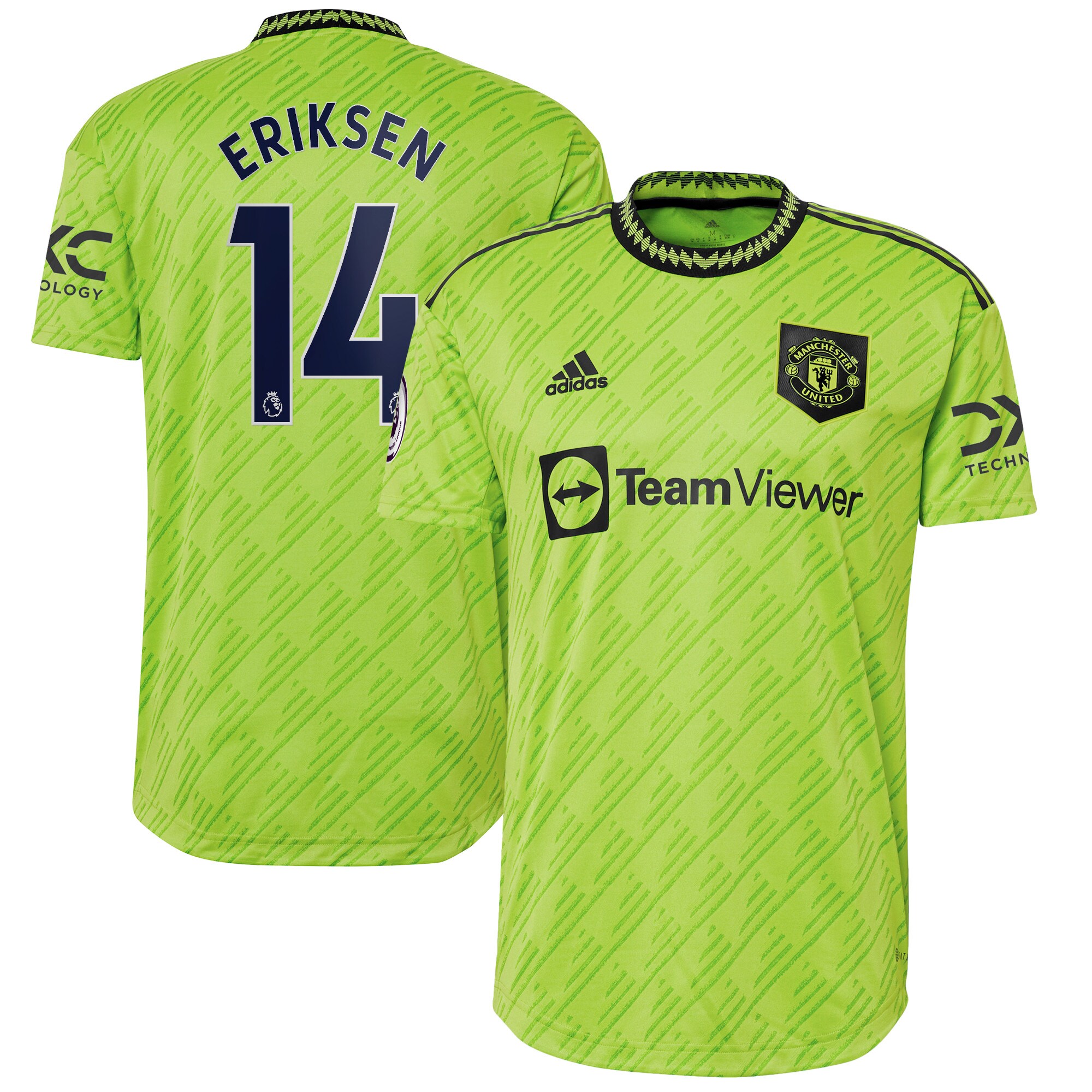 Christian Eriksen Manchester United adidas 2022/23 Third Authentic Player Jersey - Neon Green