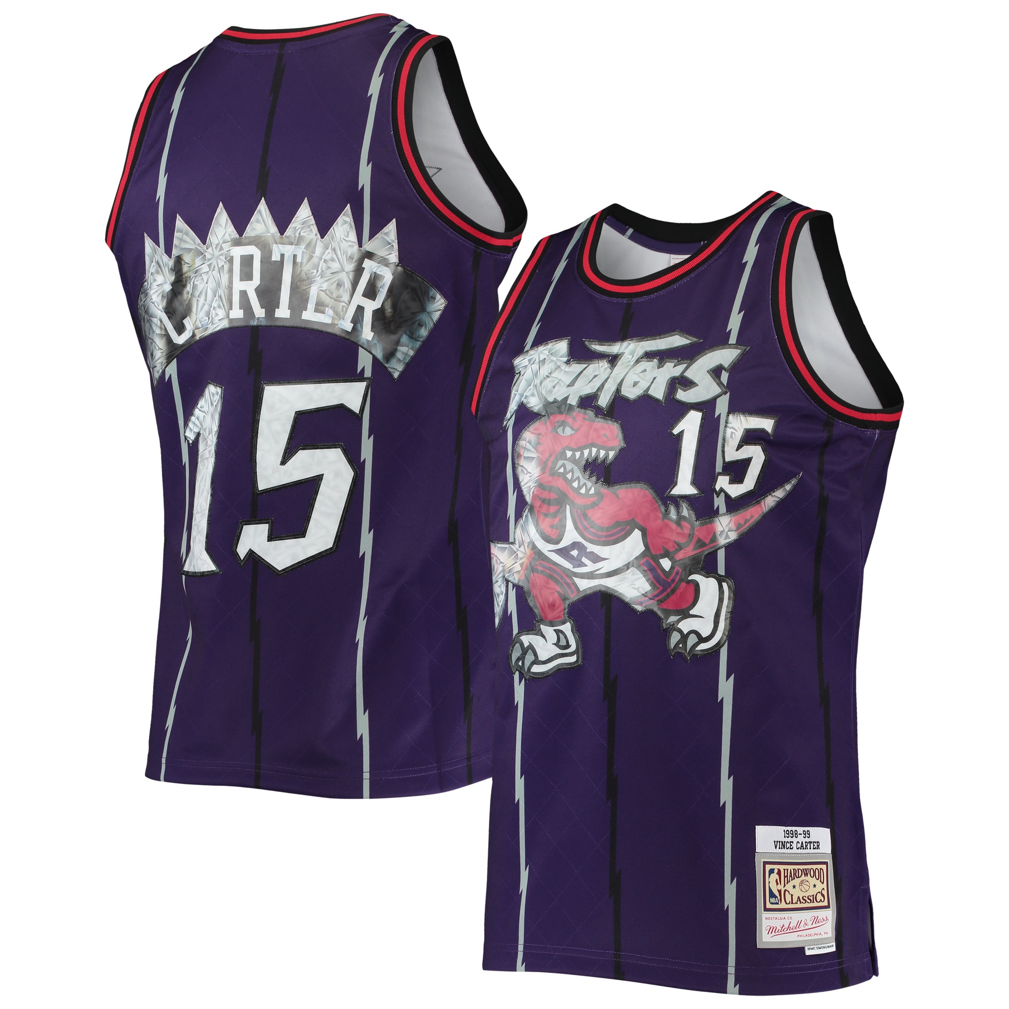 Vince Carter Toronto Raptors Mitchell & Ness 1996-97 Hardwood Classics NBA 75th Anniversary Diamond Swingman Jersey - Purple