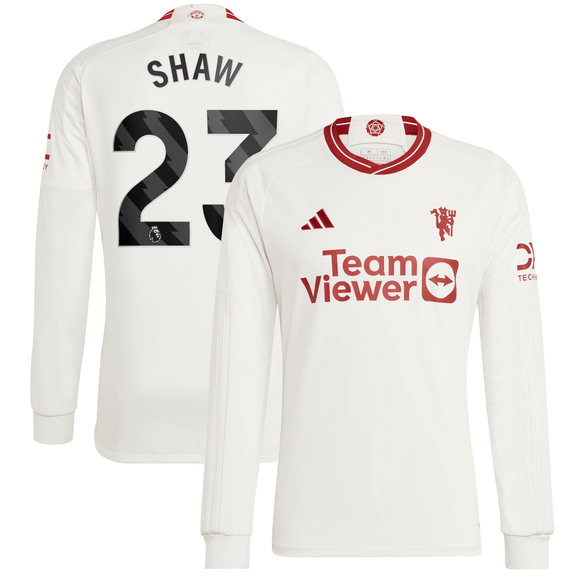 Luke Shaw Manchester United adidas 2023/24 Third Replica Long Sleeve Player Jersey - White