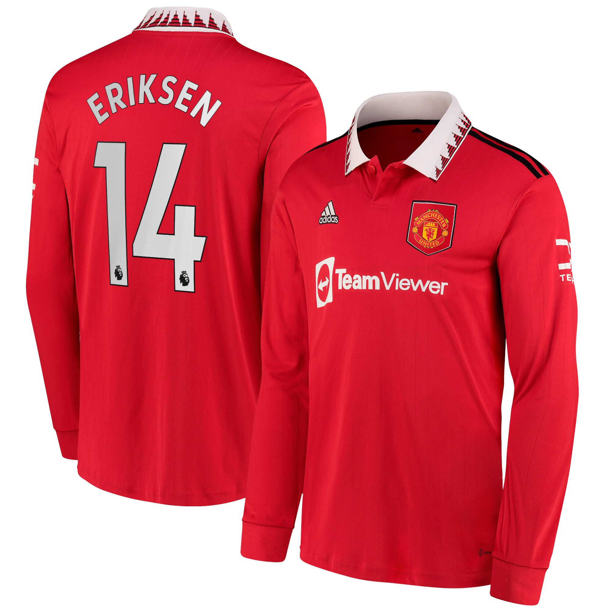 Christian Eriksen Manchester United adidas 2022/23 Home Replica Long Sleeve Jersey - Red