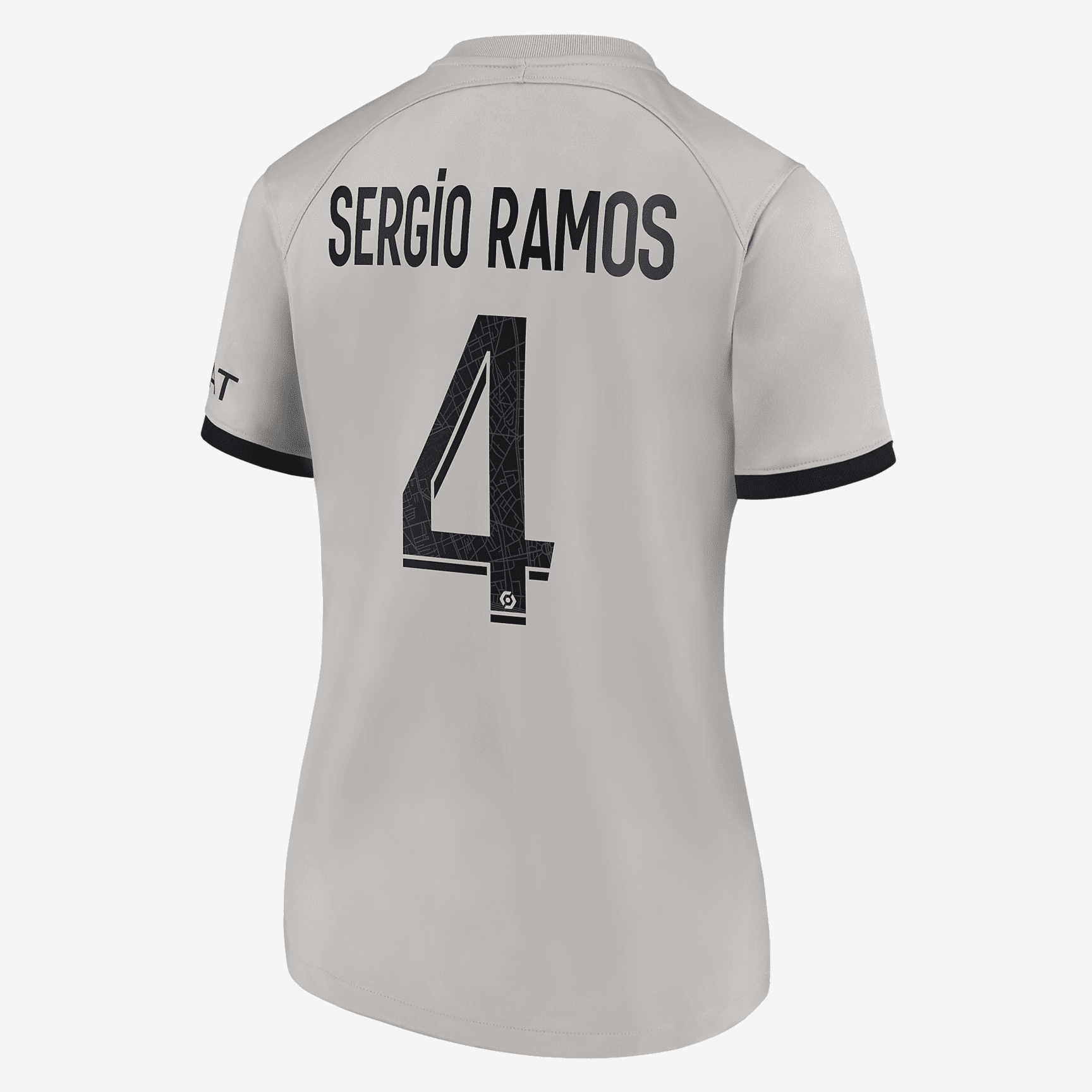 Paris Saint-Germain 2022/23 Stadium Away (Sergio Ramos) Women's Nike Dri-FIT Soccer Jersey - Light Smoke Grey/Black