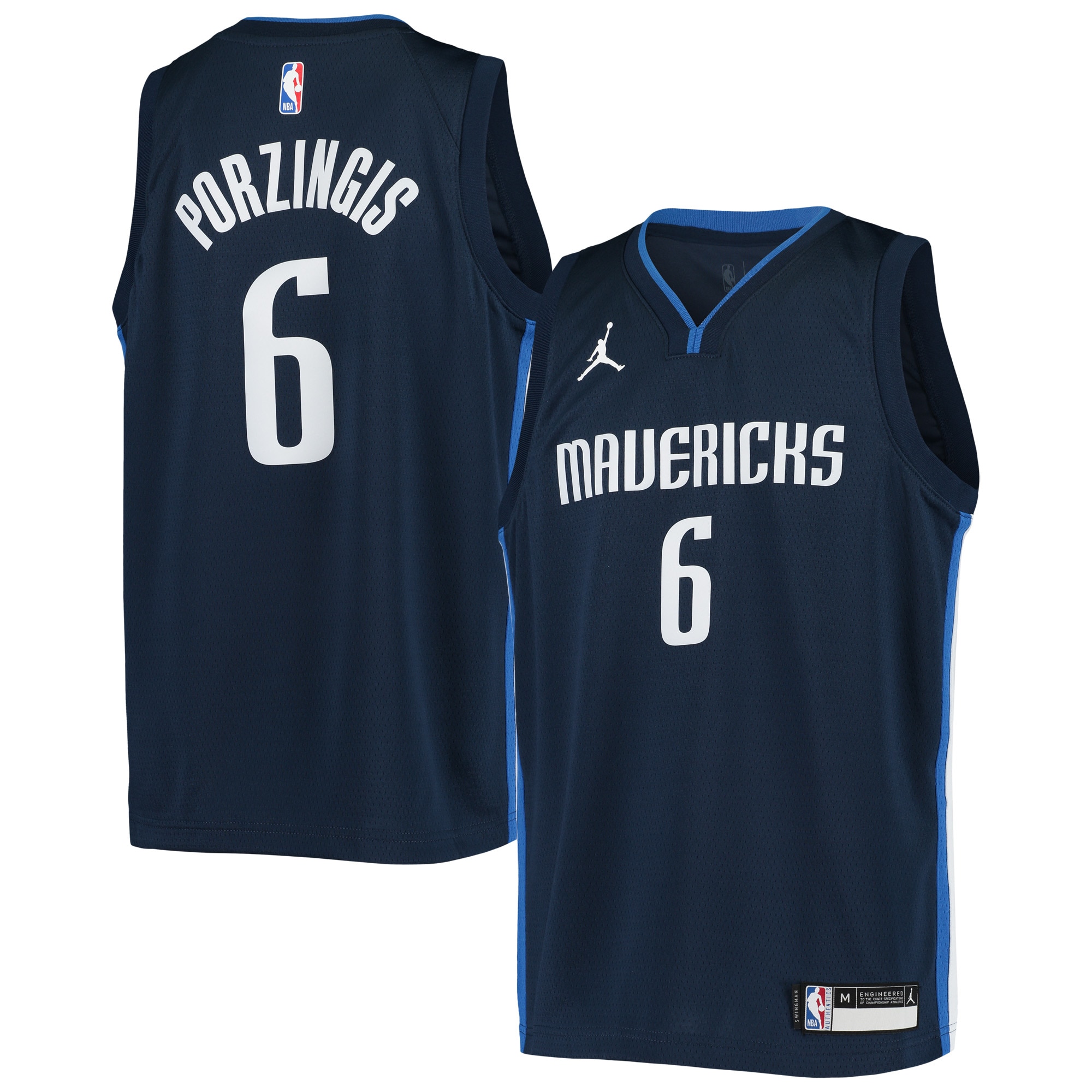Kristaps Porzingis Dallas Mavericks Jordan Brand Youth 2020/21 Swingman Player Jersey - Statement Edition - Navy