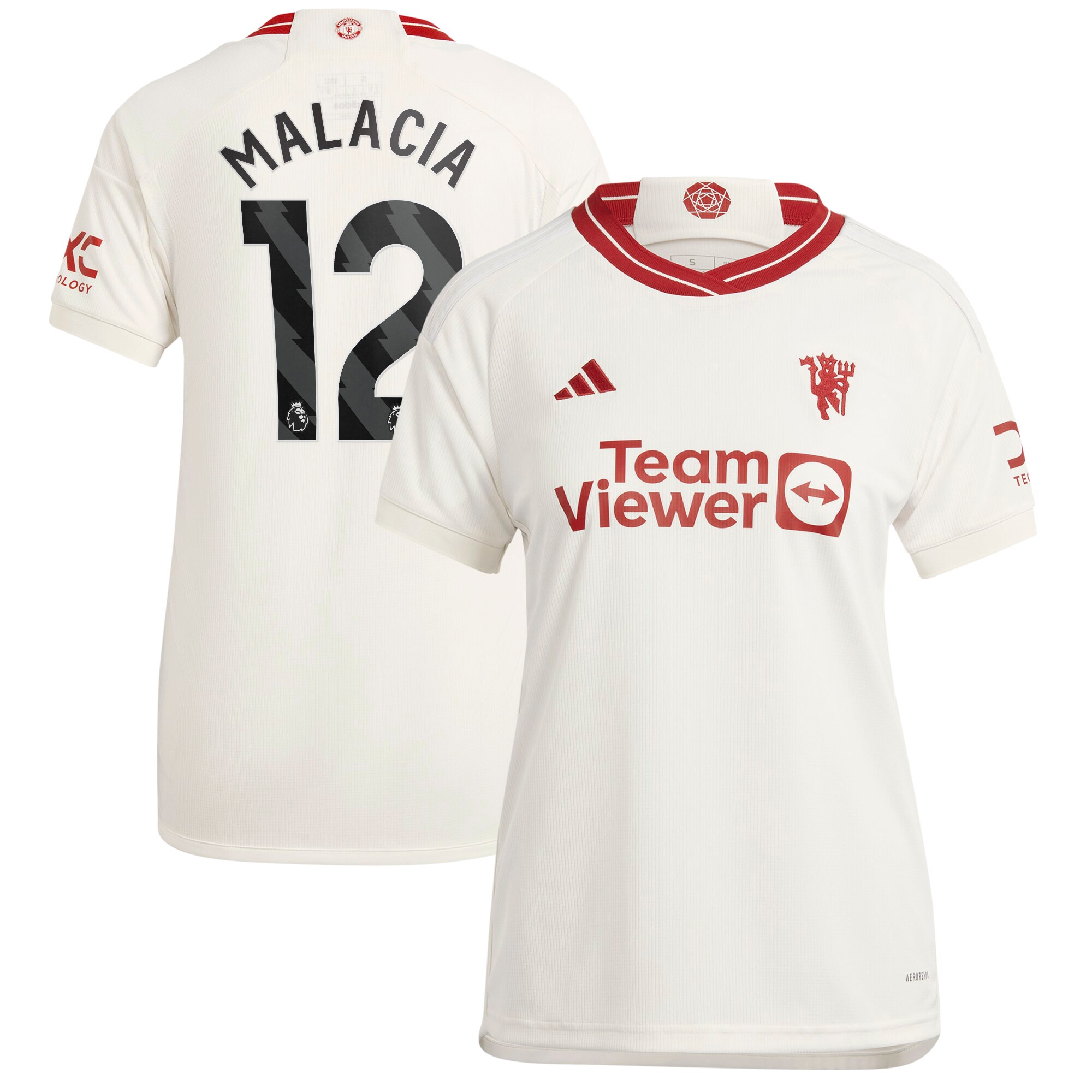 Tyrell Malacia Manchester United adidas 2023/24 Third Replica Player Jersey - White