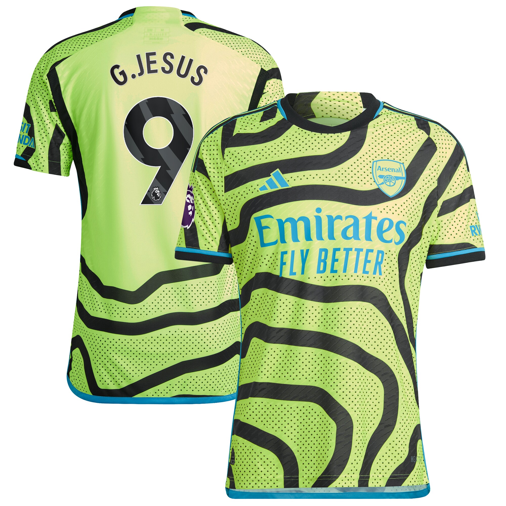 Gabriel Jesus Arsenal adidas 2023/24 Away Authentic Player Jersey - Yellow