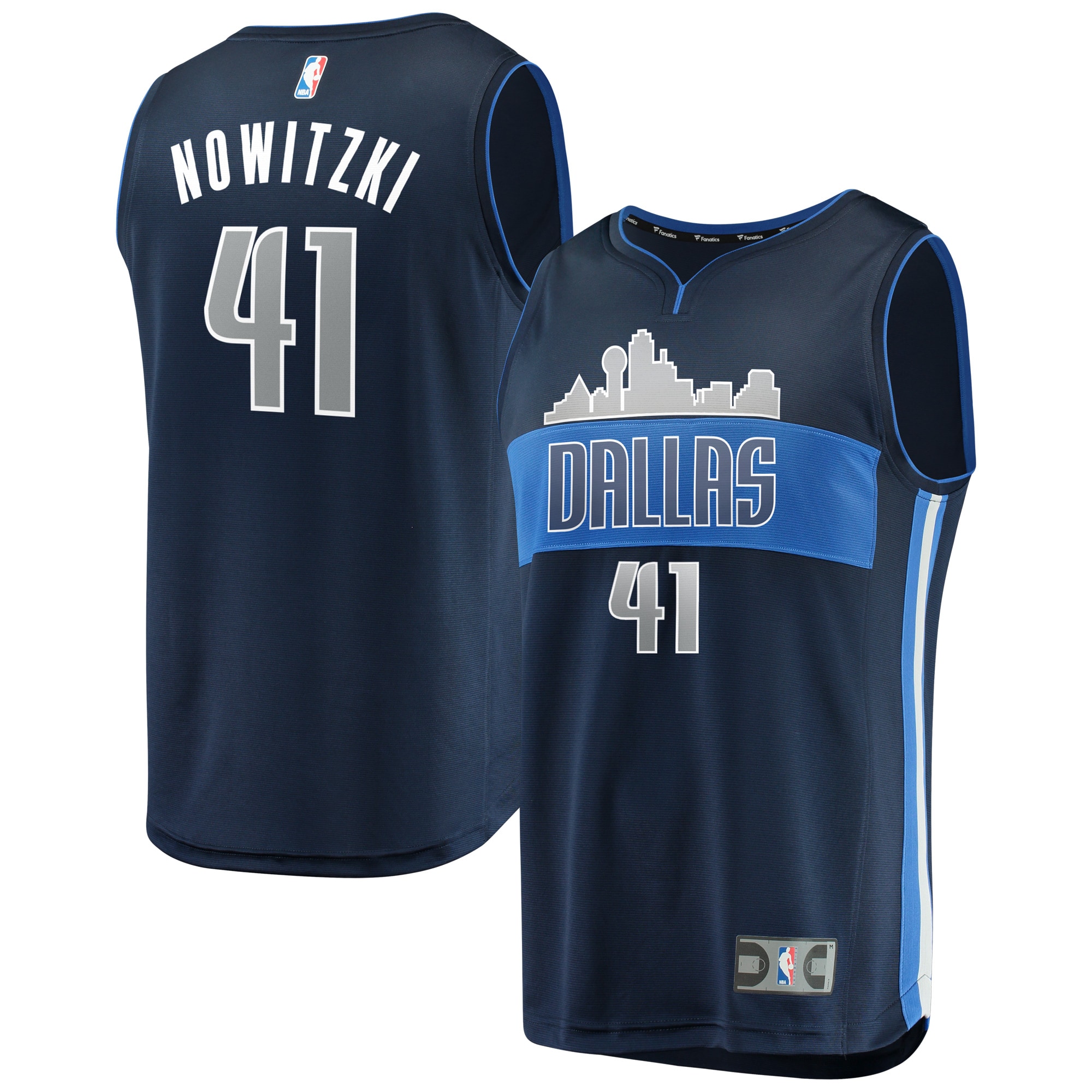Dirk Nowitzki Dallas Mavericks Fanatics Branded Fast Break Replica Jersey Navy - Statement Edition