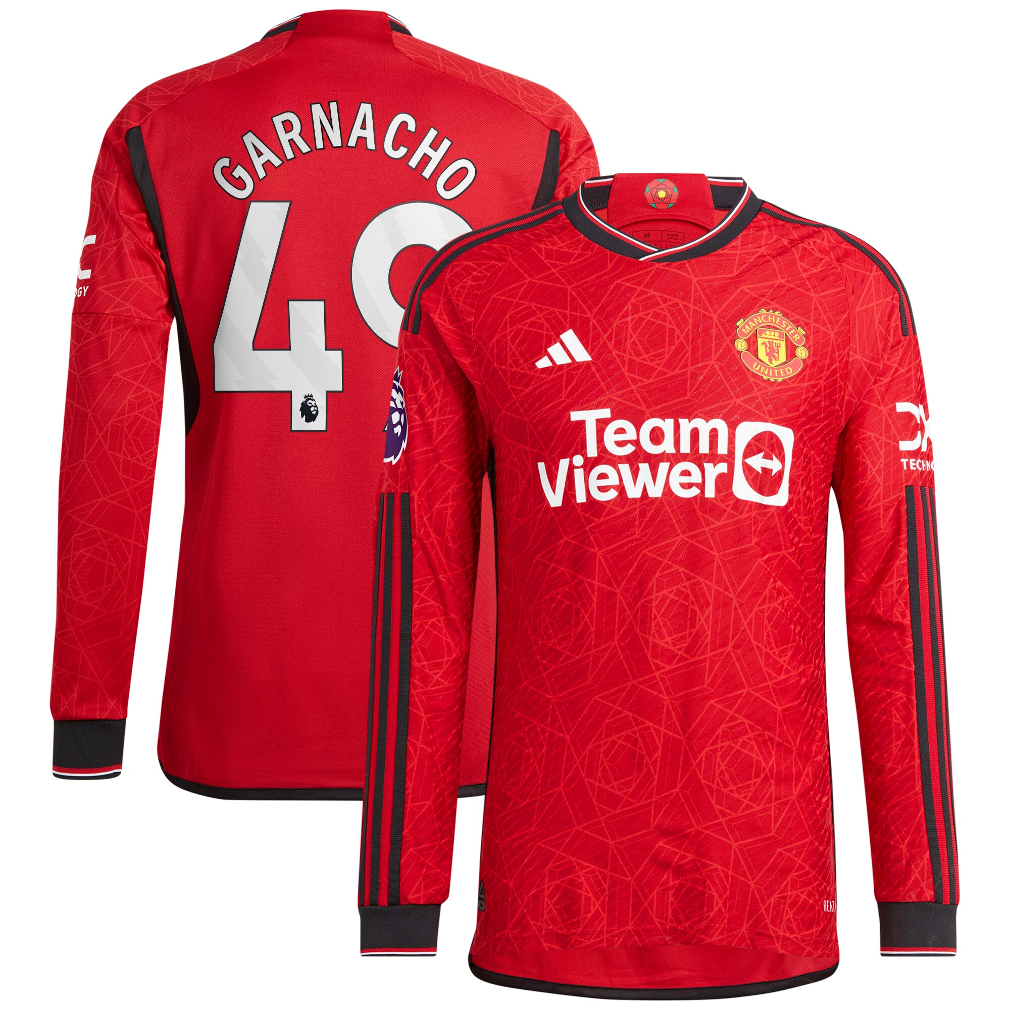 Alejandro Garnacho Manchester United adidas 2023/24 Home Authentic Long Sleeve Player Jersey - Red