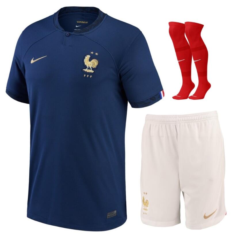 Youth France Home Euro 2024 Qualifying Shirt Jersey Kids Kit