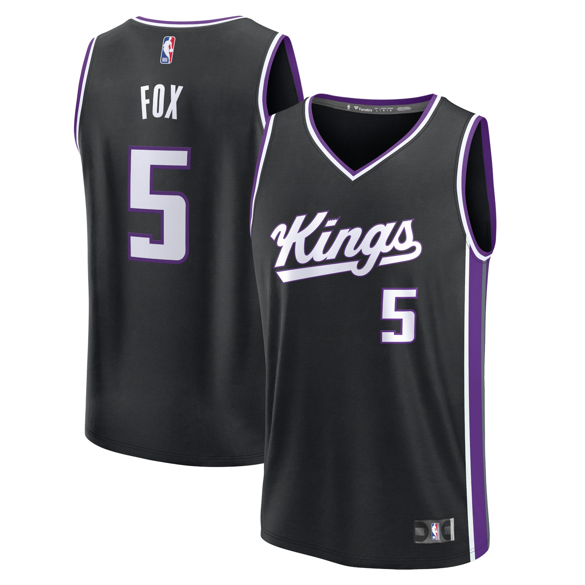 De'Aaron Fox Sacramento Kings Fanatics Branded 2023/24 Fast Break Replica Jersey - Icon Edition - Black