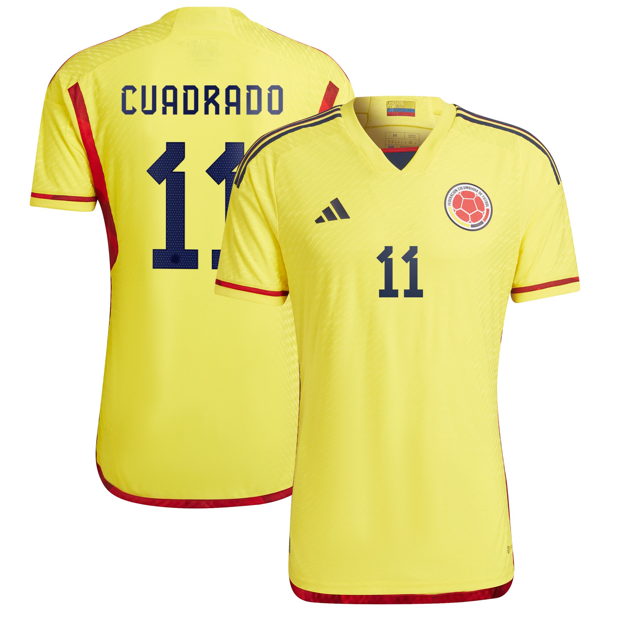 Juan Cuadrado Colombia National Team adidas 2022/23 Home Authentic Player Jersey - Yellow