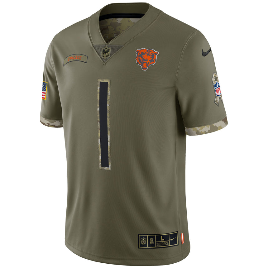 Men's Justin Fields Chicago Bears 2022 Salute To Service Limited Jersey - Olive