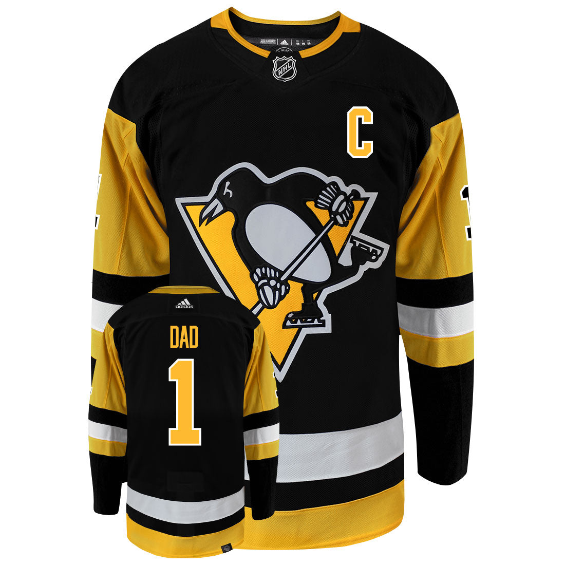 Pittsburgh Penguins Dad Number One Adidas Primegreen Authentic NHL Hockey Jersey