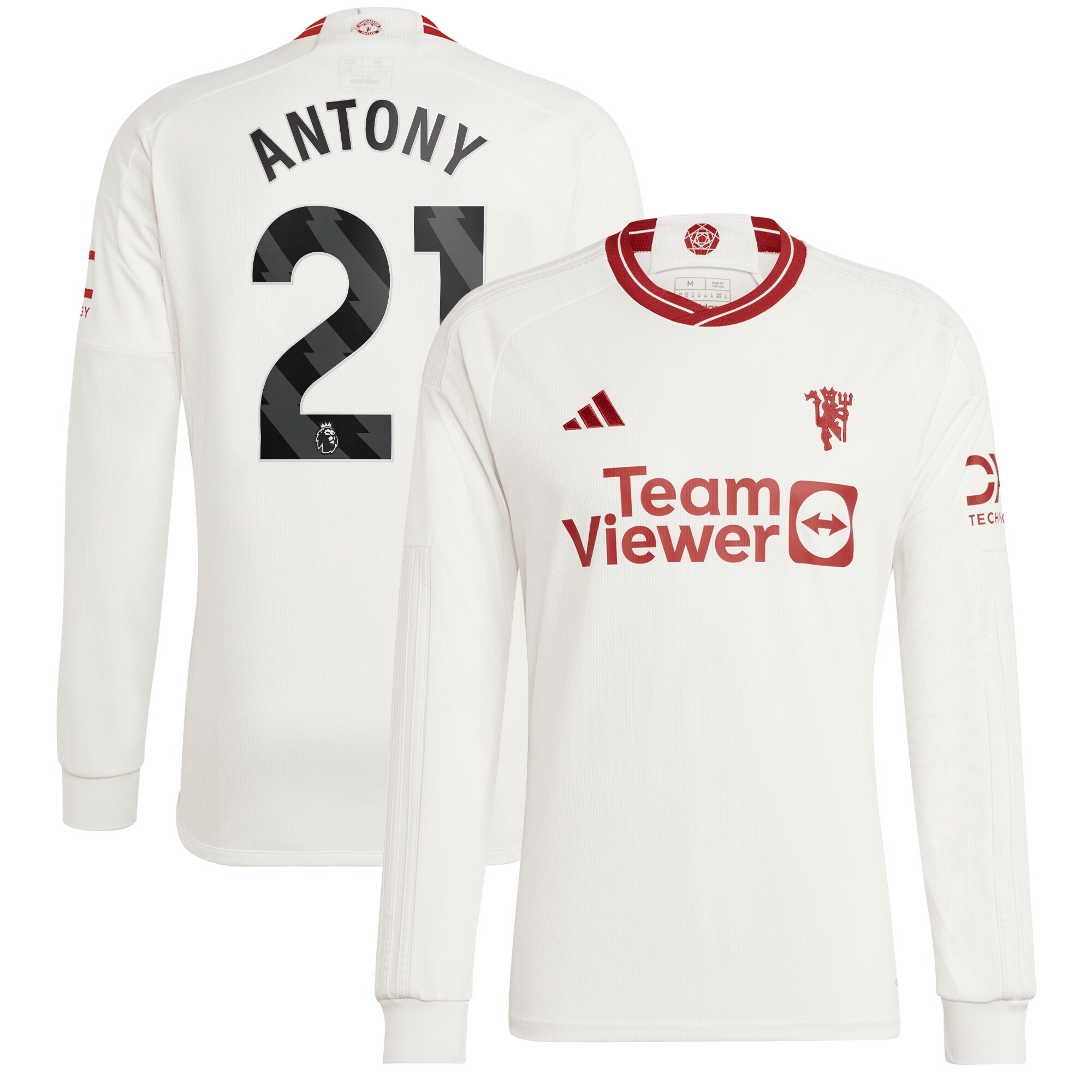 Antony Manchester United adidas 2023/24 Third Replica Long Sleeve Player Jersey - White