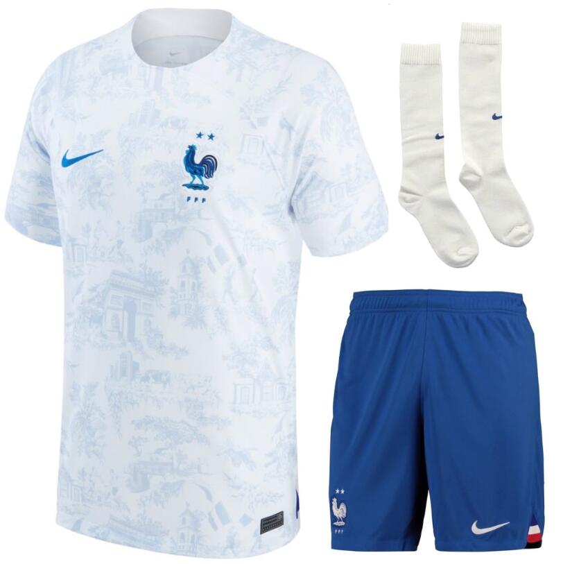 Youth France Away Euro 2024 Qualifying Shirt Jersey Kids Kit