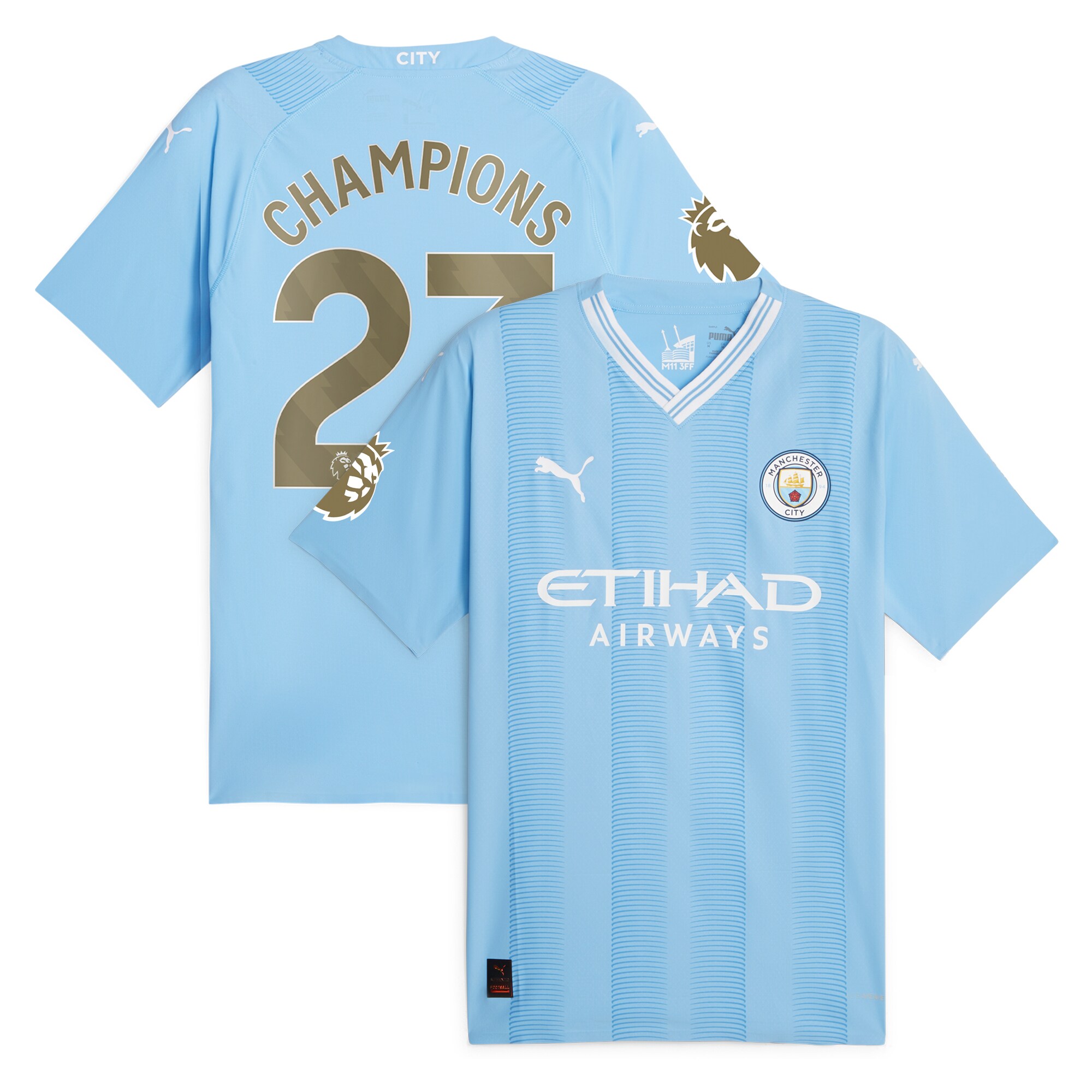 Manchester City Puma 2023/24 English Premier League Champions Authentic Jersey - Sky Blue
