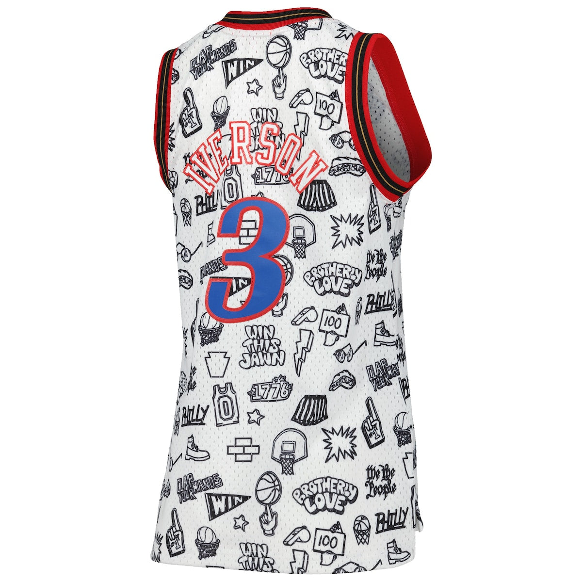 Women's Allen Iverson Mitchell & Ness 76ers 2000 Doodle Swingman Jersey - White