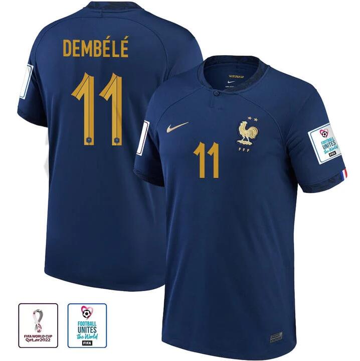 France Ousmane Dembele Home Jersey 2022 World Cup Kit