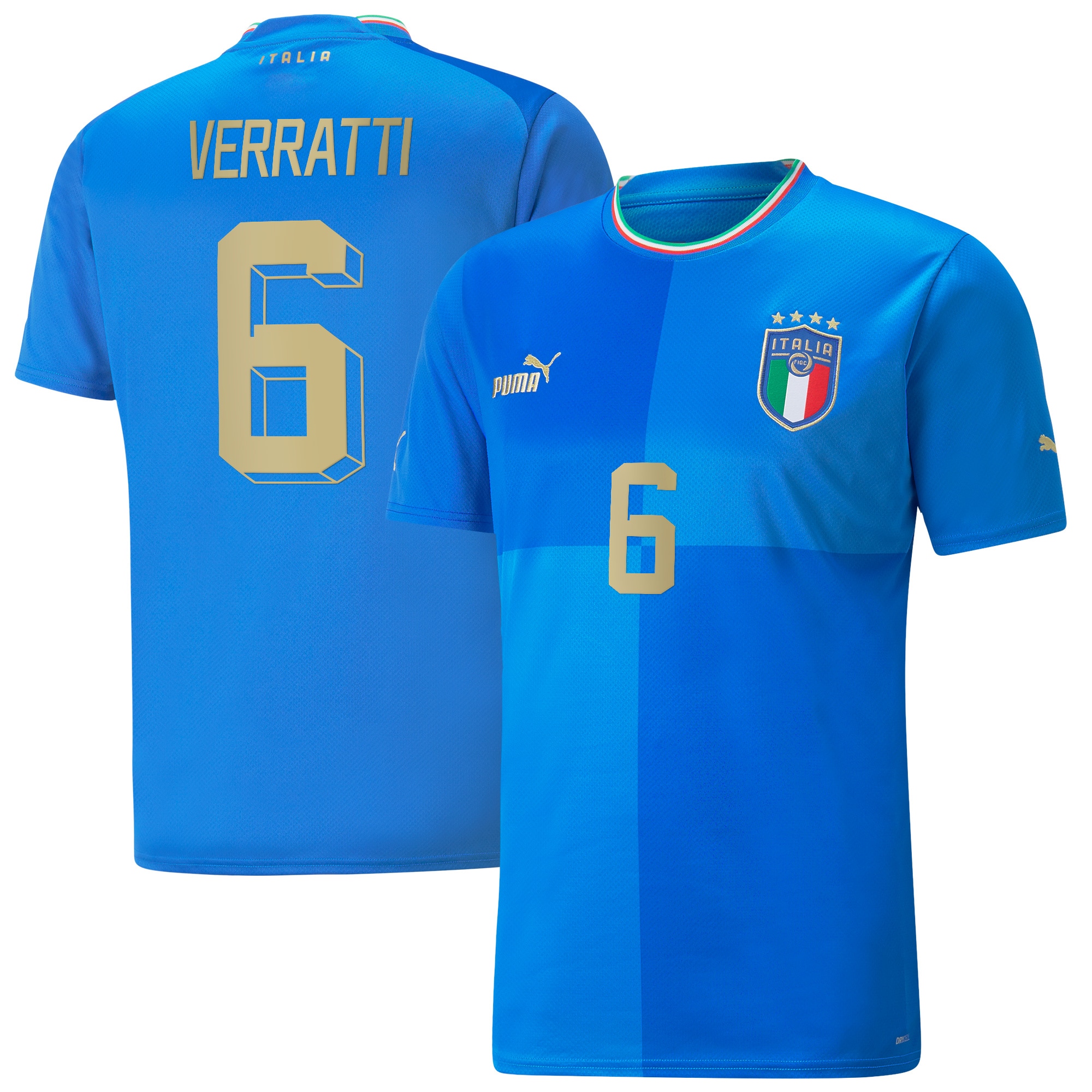 Marco Verratti Italy National Team Puma 2022/23 Home Replica Player Jersey - Blue