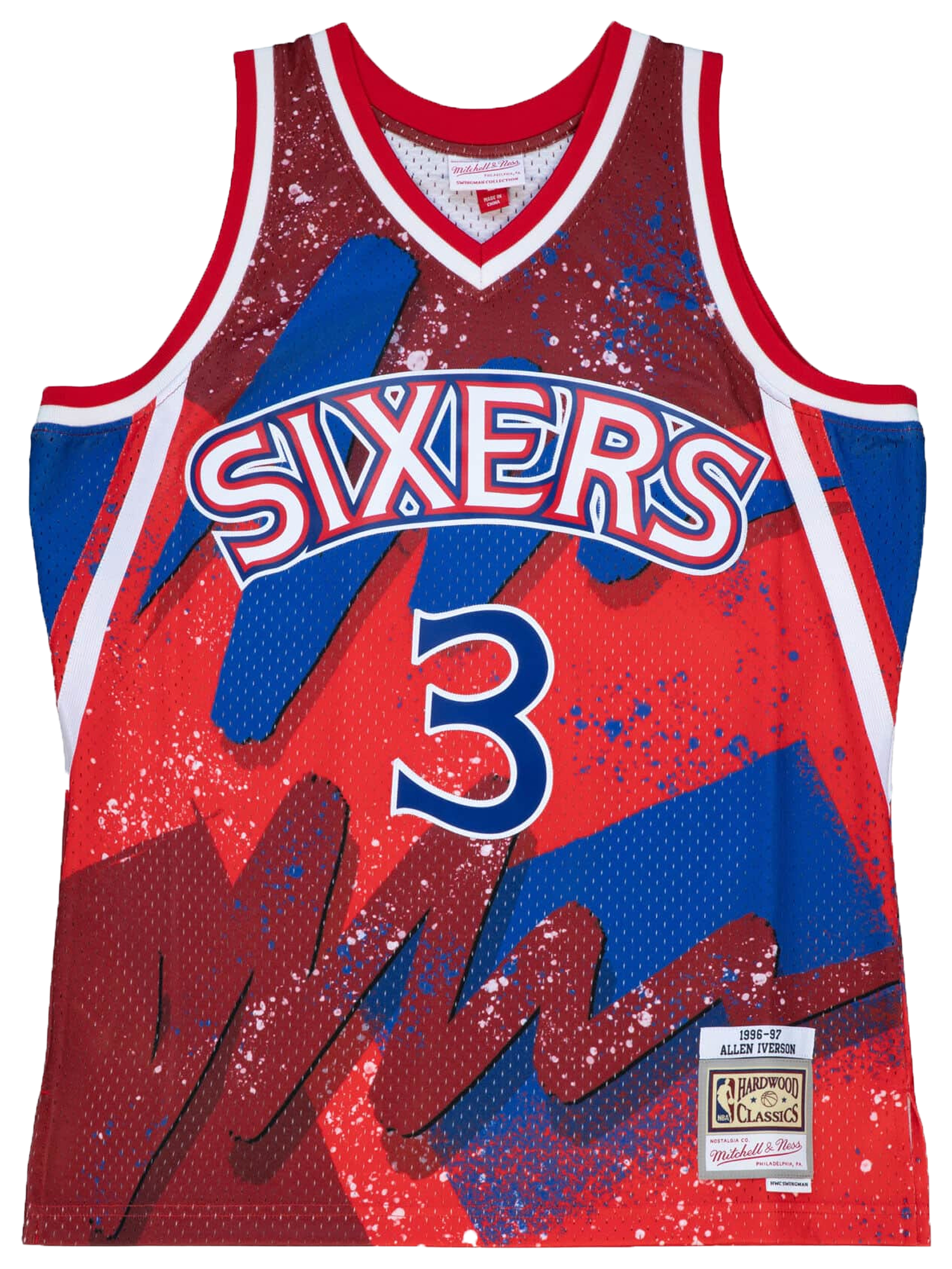Men's Iverson Allen Mitchell & Ness 76ers Hyp Hoops Jersey - Red