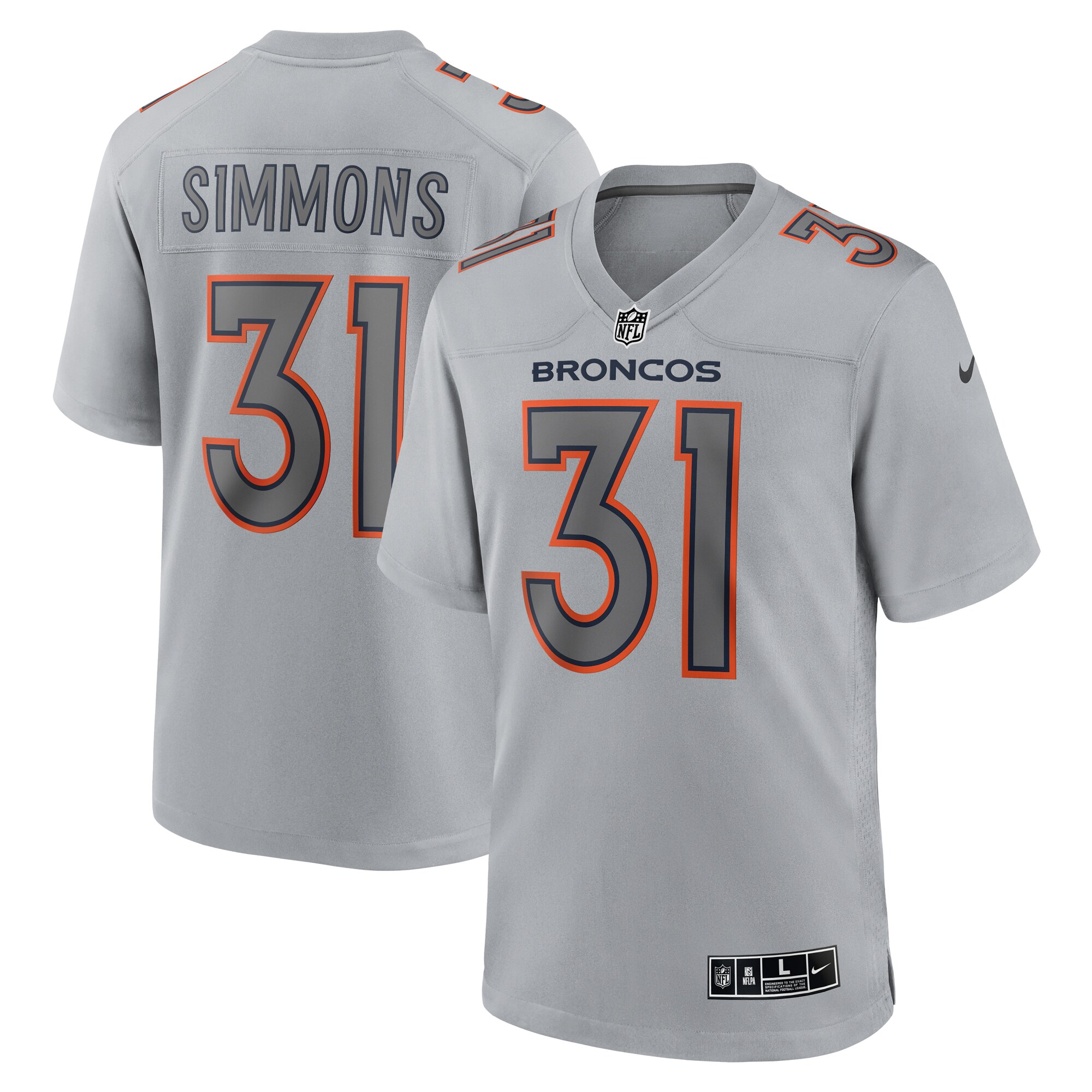 Justin Simmons Denver Broncos Nike Atmosphere Fashion Game Jersey - Gray