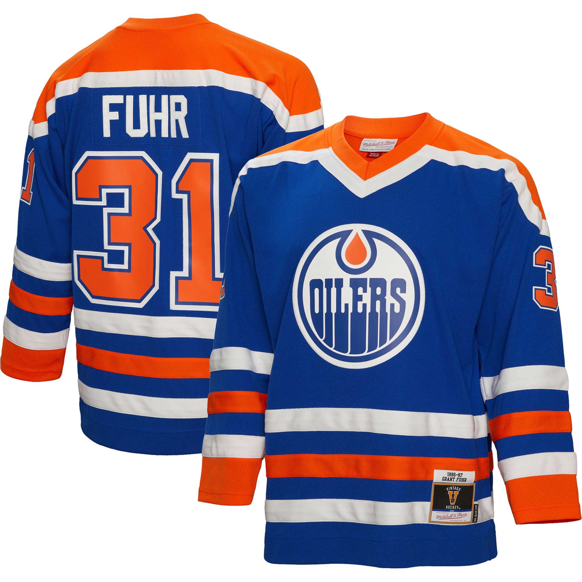 Grant Fuhr Edmonton Oilers Mitchell & Ness 1986/87  Blue Line Player Jersey - Royal