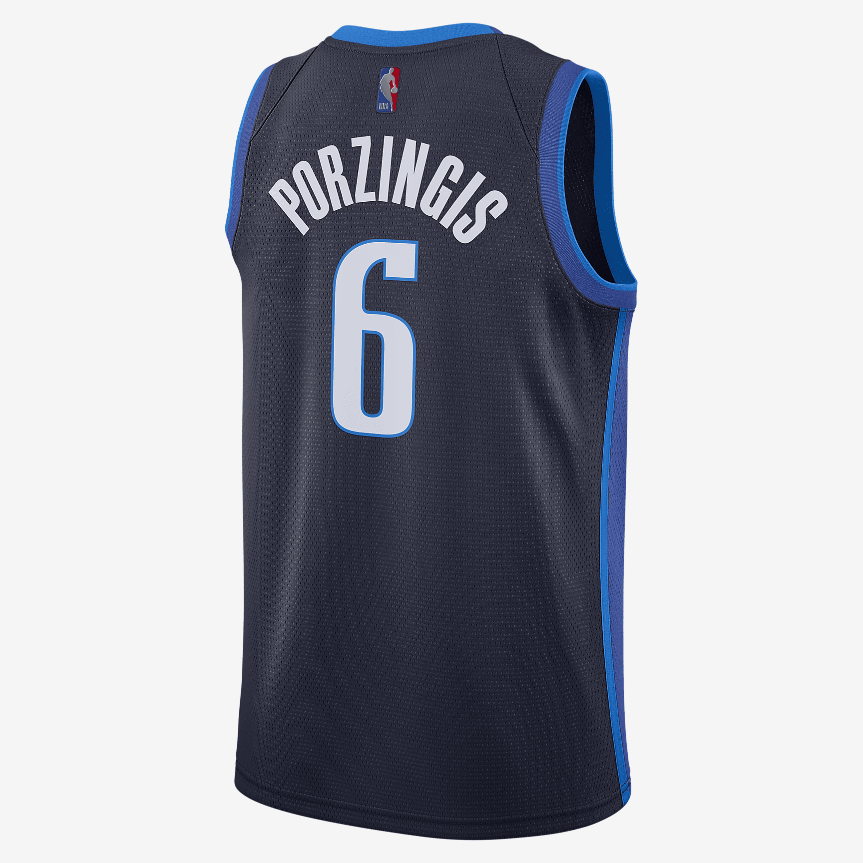 Kristaps Porzingis Mavericks Earned Edition Men's Nike NBA Swingman Jersey - College Navy/Game Royal/Photo Blue