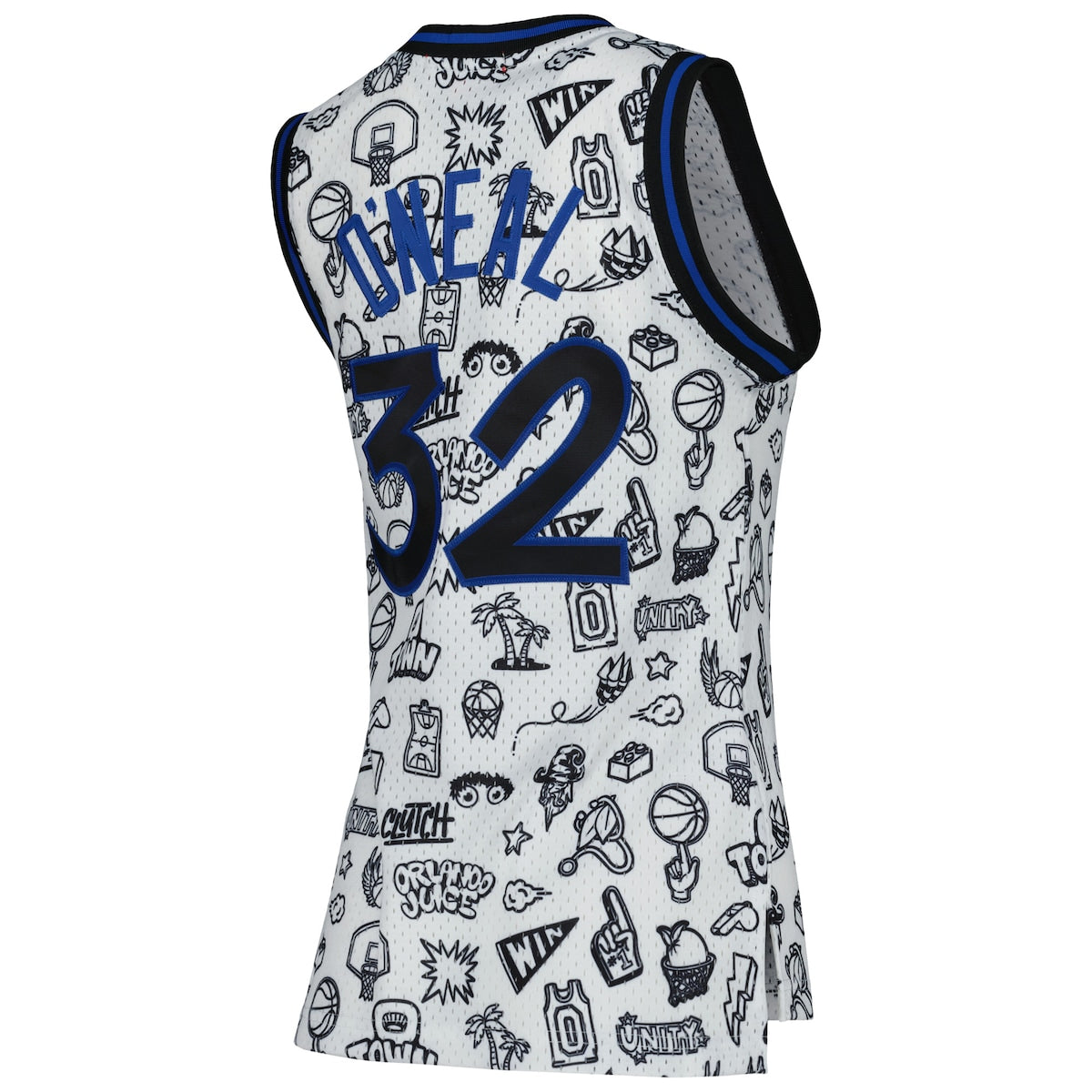 Women's Shaquille O'Neal Mitchell & Ness Magic 1994 Doodle Swingman Jersey - White