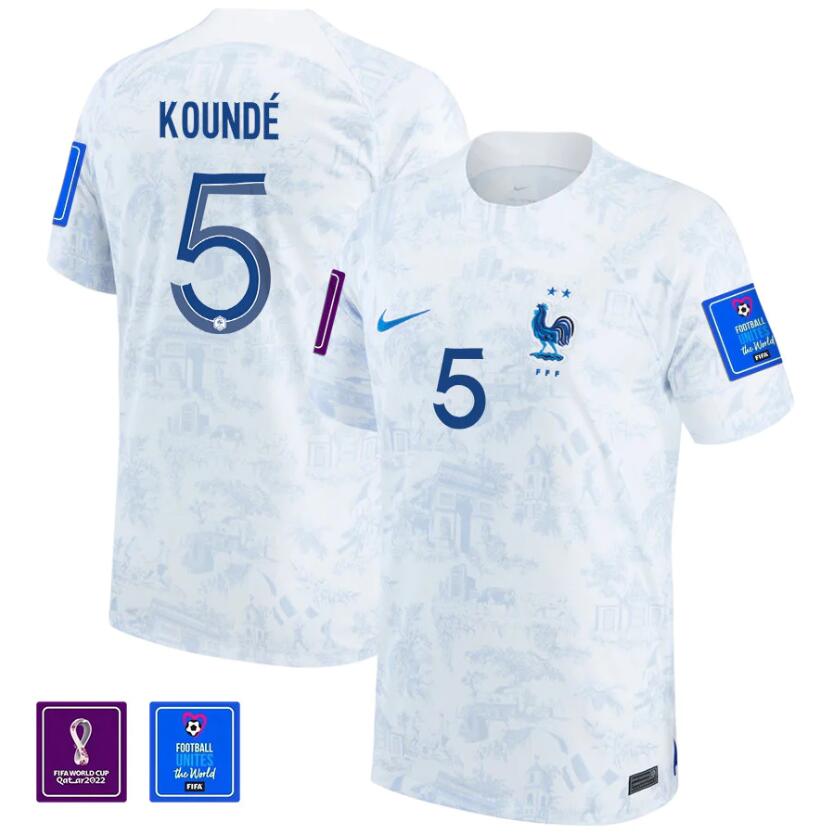 France Jules Kounde Away Jersey 2022 World Cup Kit