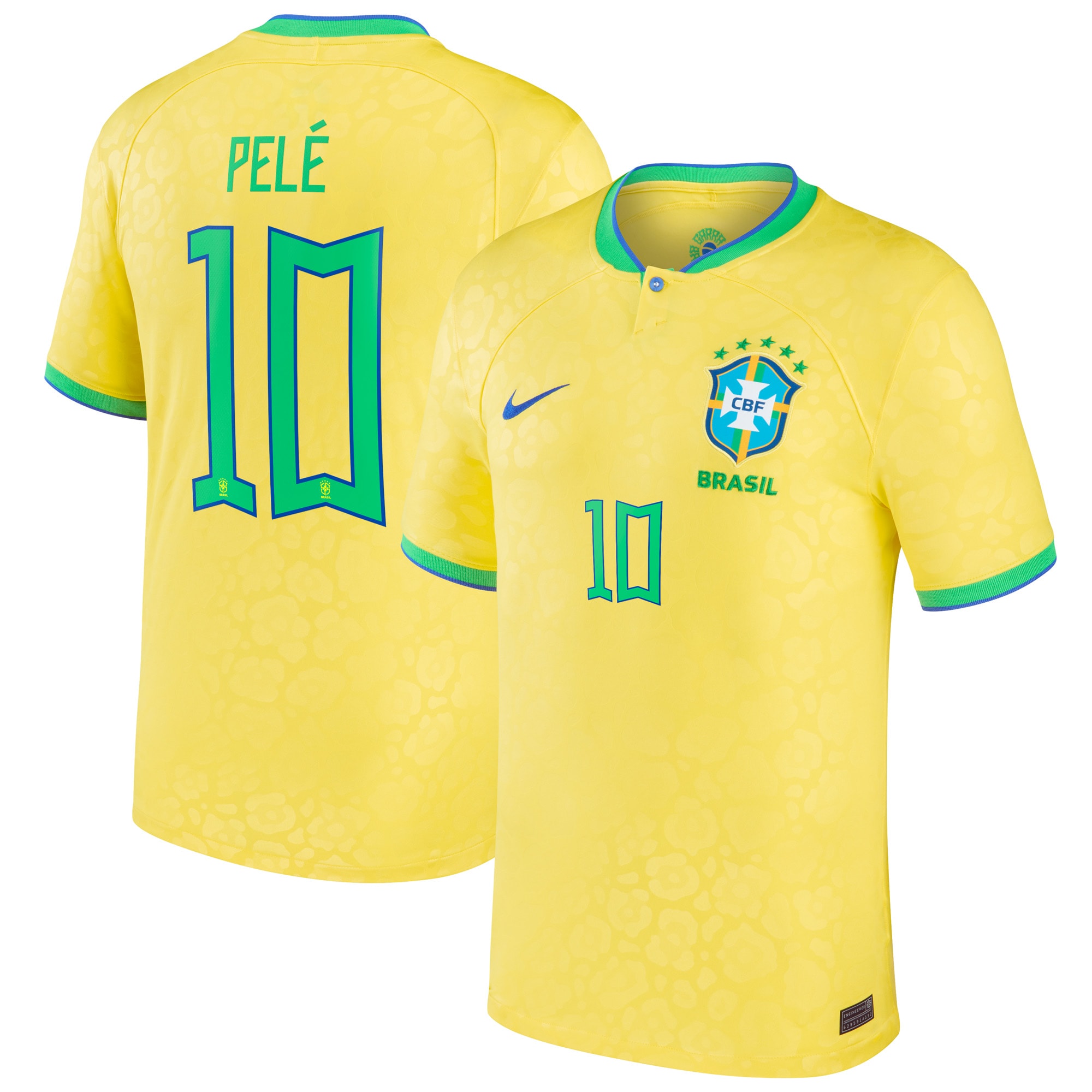 Pelé Brazil National Team Nike 2022/23 Home Breathe Stadium Replica Player Jersey - Yellow