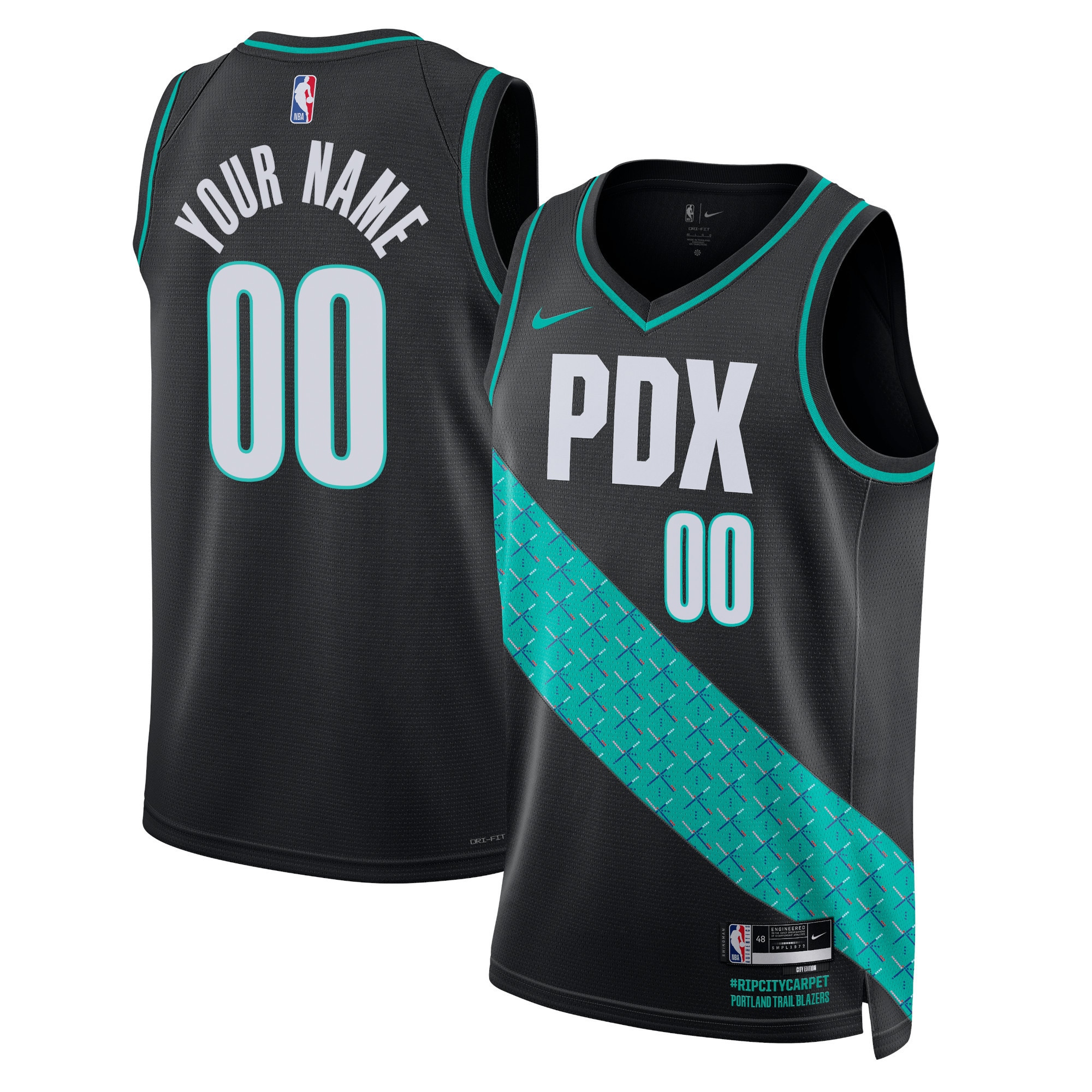 Portland Trail Blazers Nike Unisex 2022/23 Swingman Custom Jersey - City Edition - Black