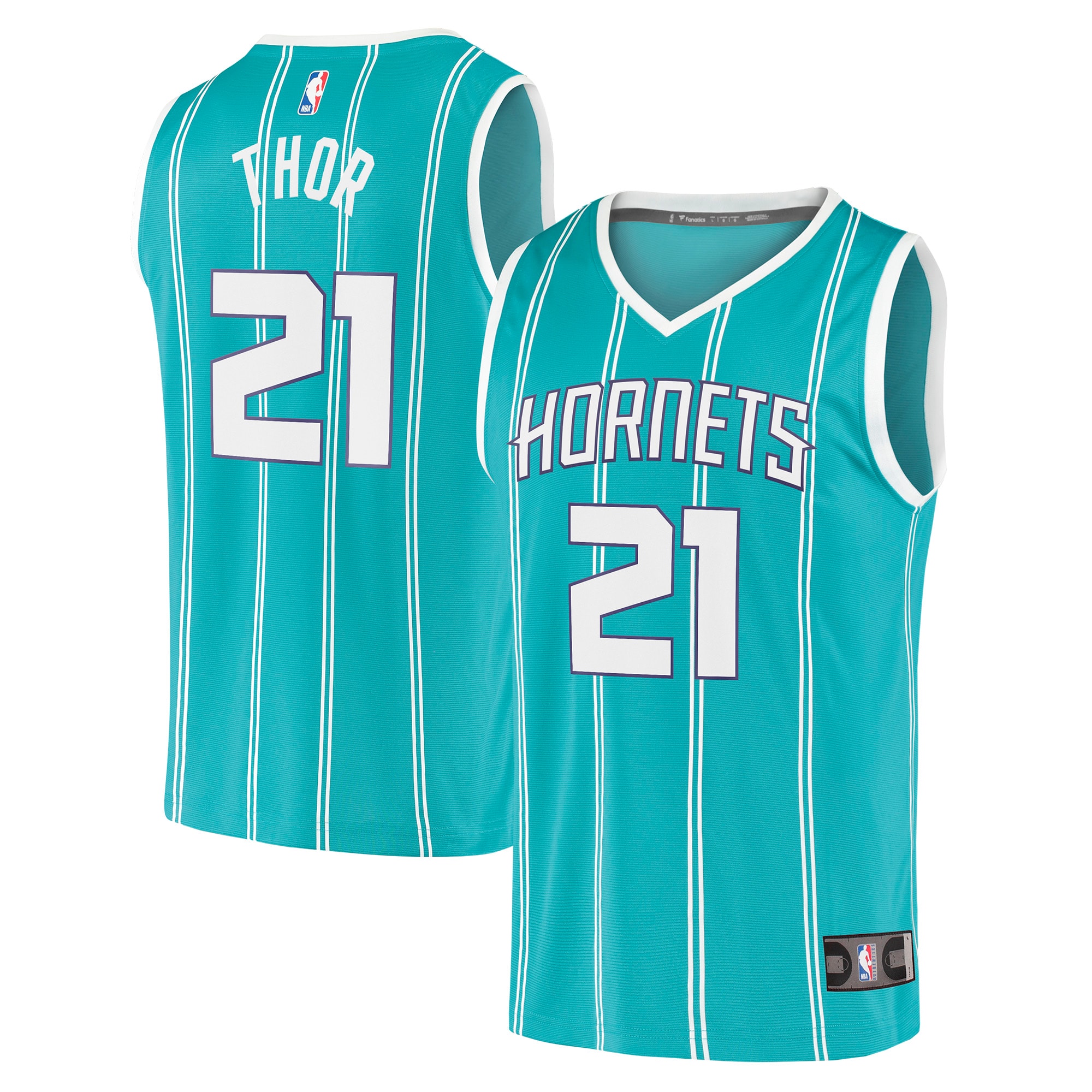 JT Thor Charlotte Hornets Fanatics Branded 2021/22 Fast Break Replica Jersey - Icon Edition - Teal